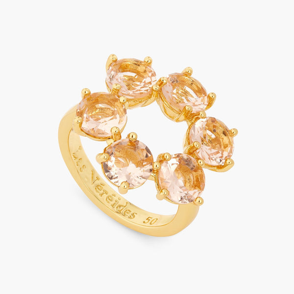 Apricot Pink Diamantine 6 Stone Fine Ring | ATLD6191 - Les Nereides