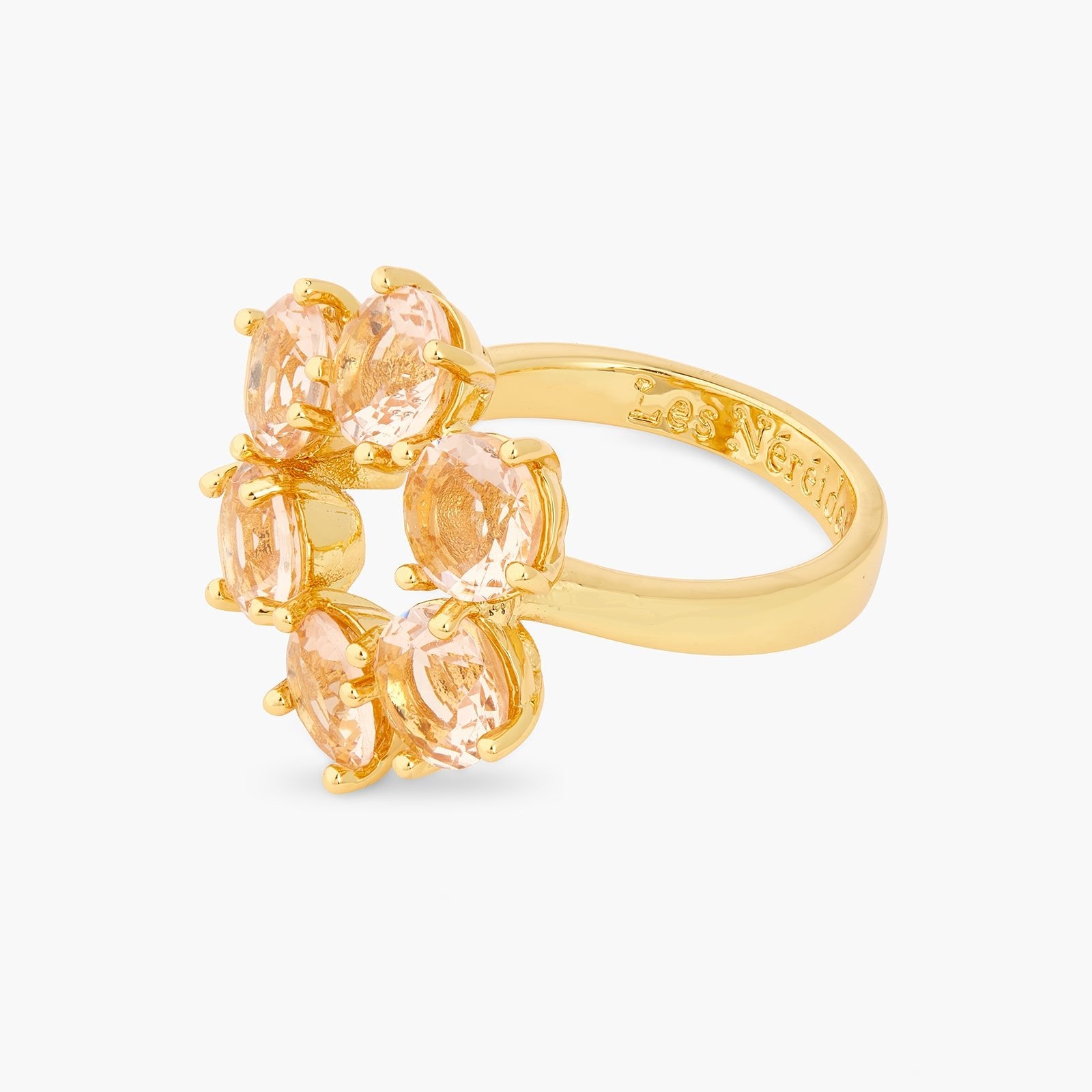Apricot Pink Diamantine 6 Stone Fine Ring | ATLD6191 - Les Nereides