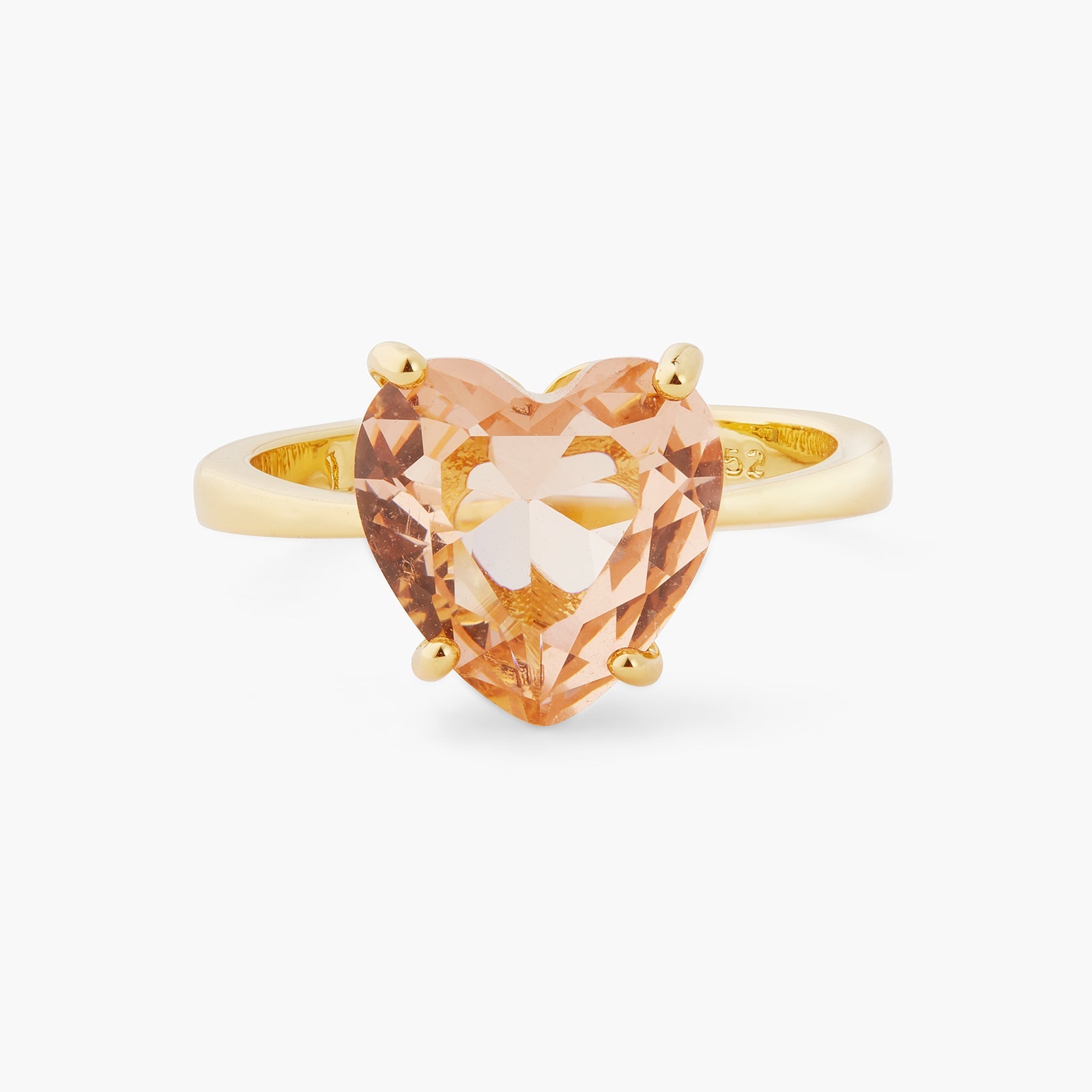 Apricot Pink Diamantine Heart Solitaire Ring | ATLD6171 - Les Nereides