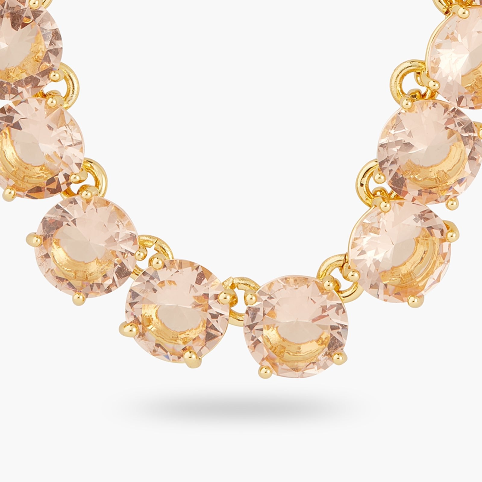 Apricot Pink Diamantine Round Stone Choker Necklace | ATLD3321 - Les Nereides