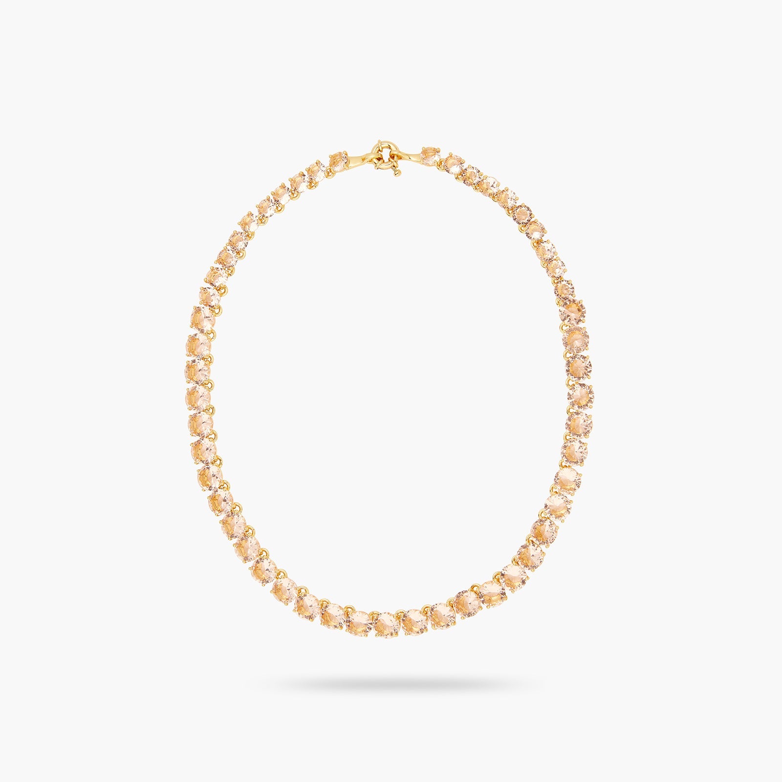 Apricot Pink Diamantine Round Stone Choker Necklace | ATLD3321 - Les Nereides
