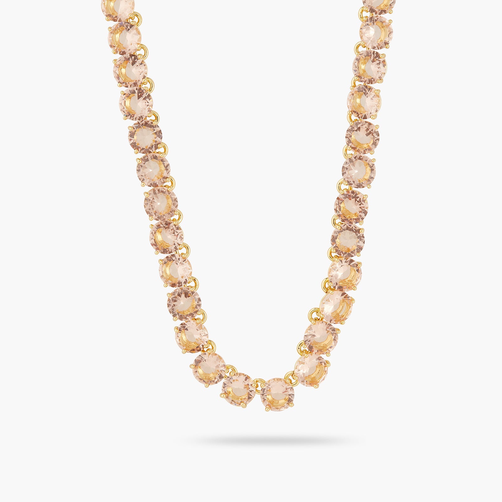 Apricot Pink Diamantine Round Stone Choker Necklace | ATLD3321 - Les Nereides