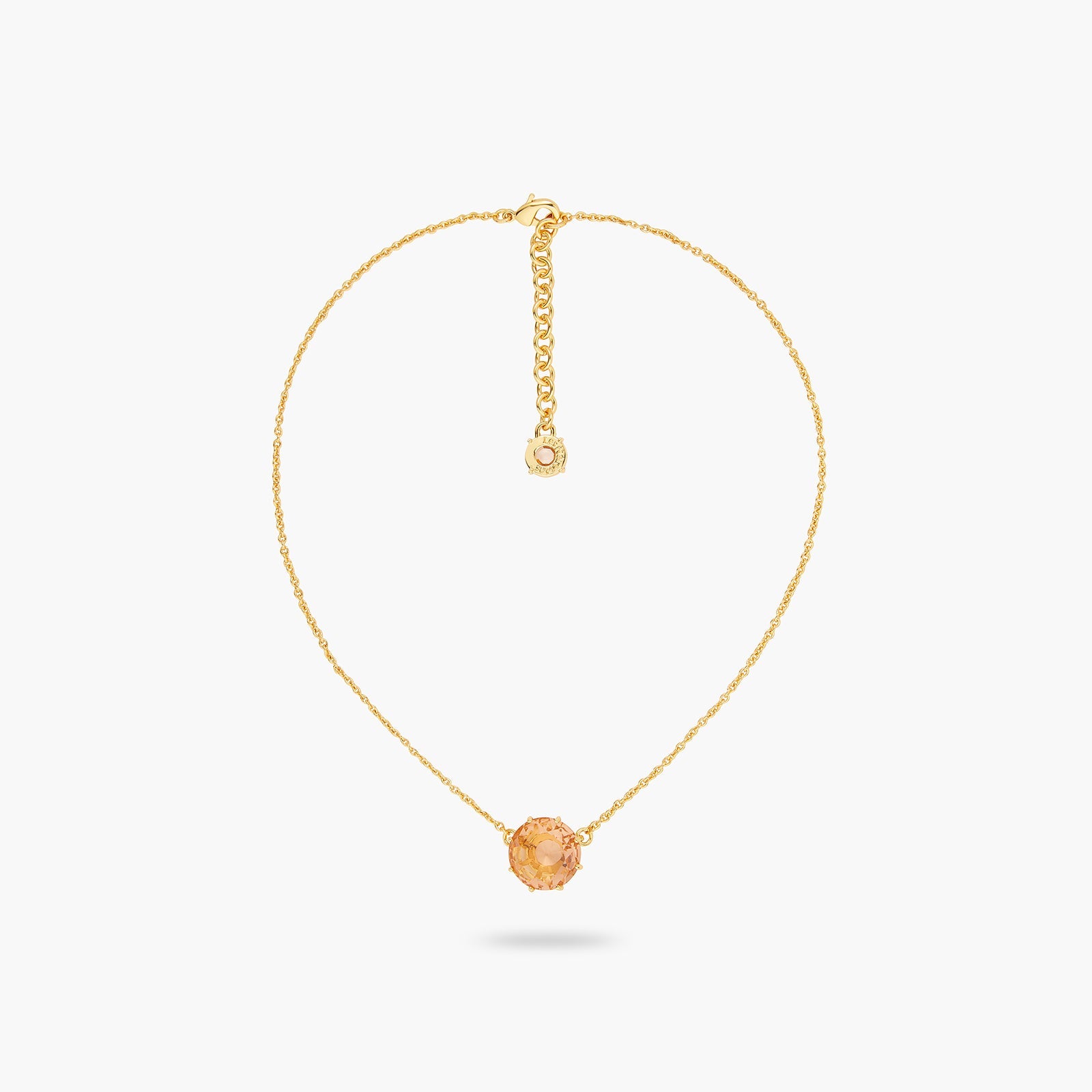 Apricot Pink Diamantine Round Stone Fine Necklace | ATLD3011 - Les Nereides