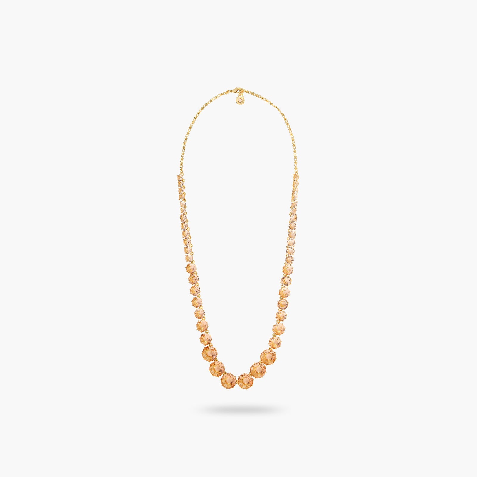 Apricot Pink Diamantine Round Stone Long Necklace | ATLD3511 - Les Nereides