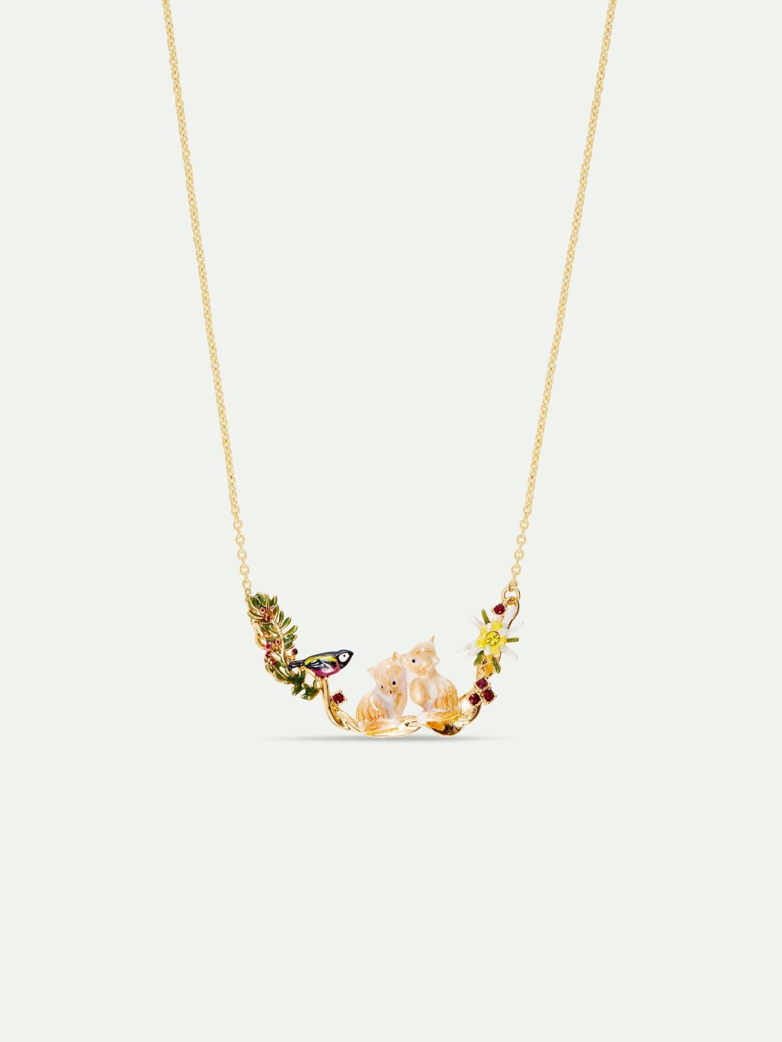 Arctic Fox Couple And Varied Tit Statement Necklace | AULA3021 - Les Nereides