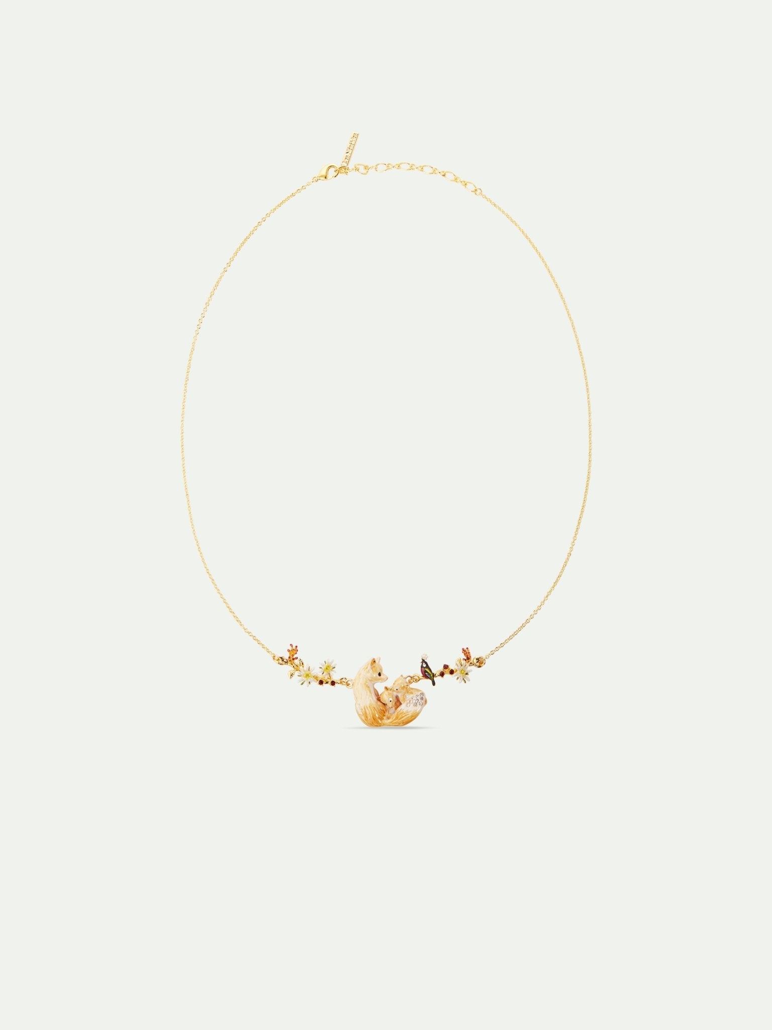 Arctic Foxes, Varied Tit, Edelweiss Flower And Cotoneaster Statement Necklace | AULA3011 - Les Nereides