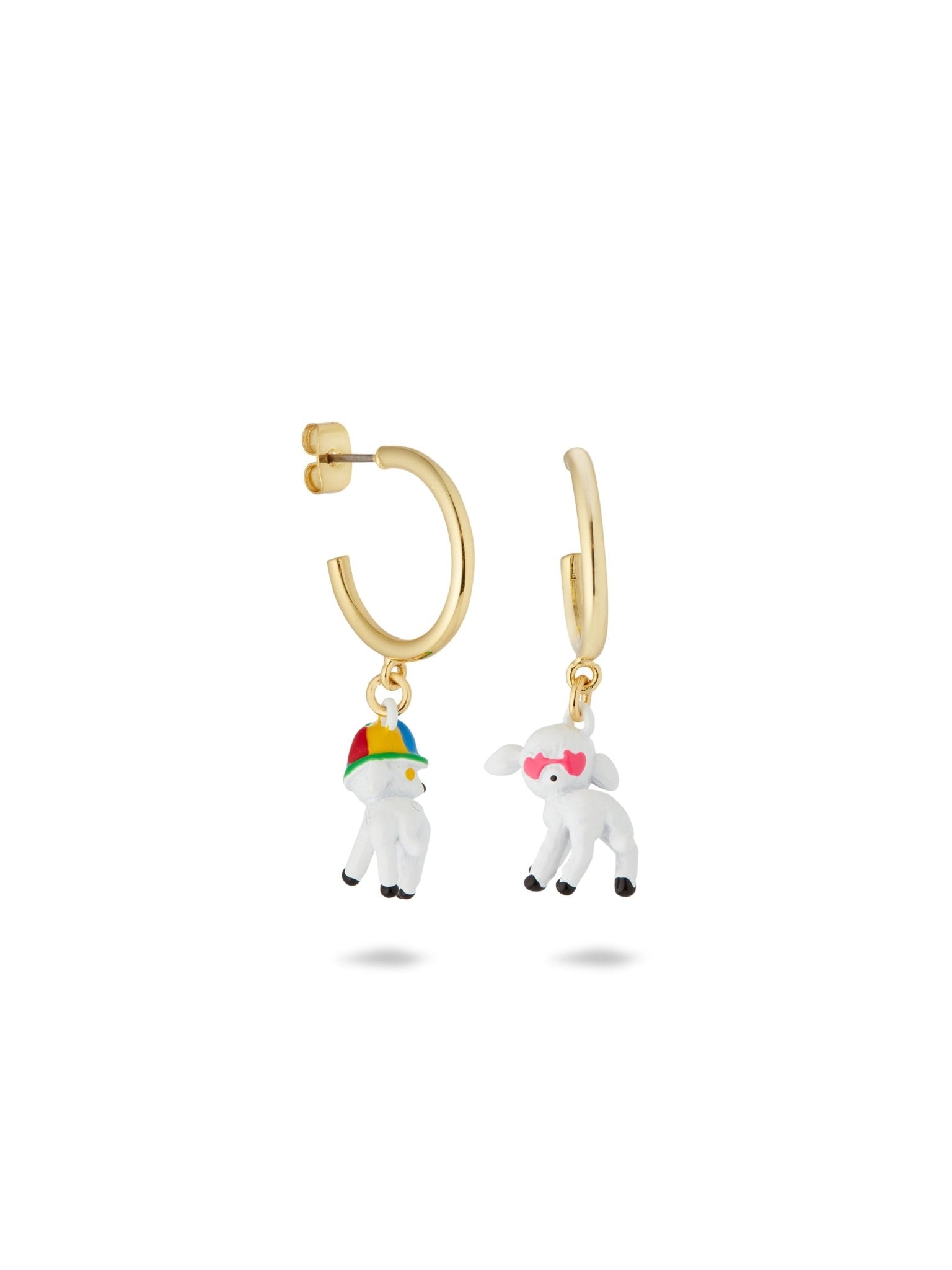 Asymmetric Lamb With Crystals And Hat Earrings | AUFC1041 - Les Nereides