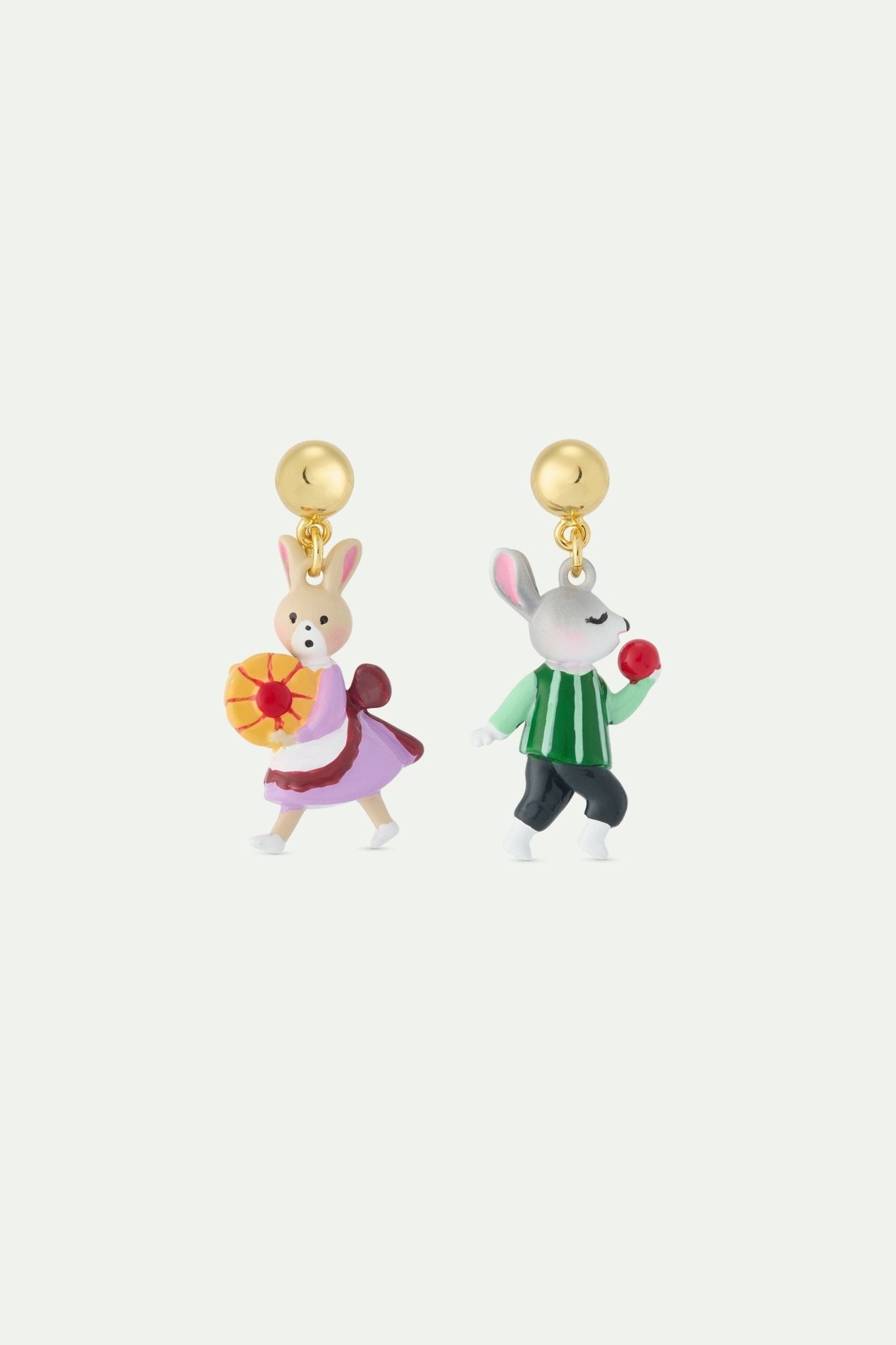 Asymmetrical Dangle Earrings With Rabbit Hansel And Gretel. | AWHG1011 - Les Nereides