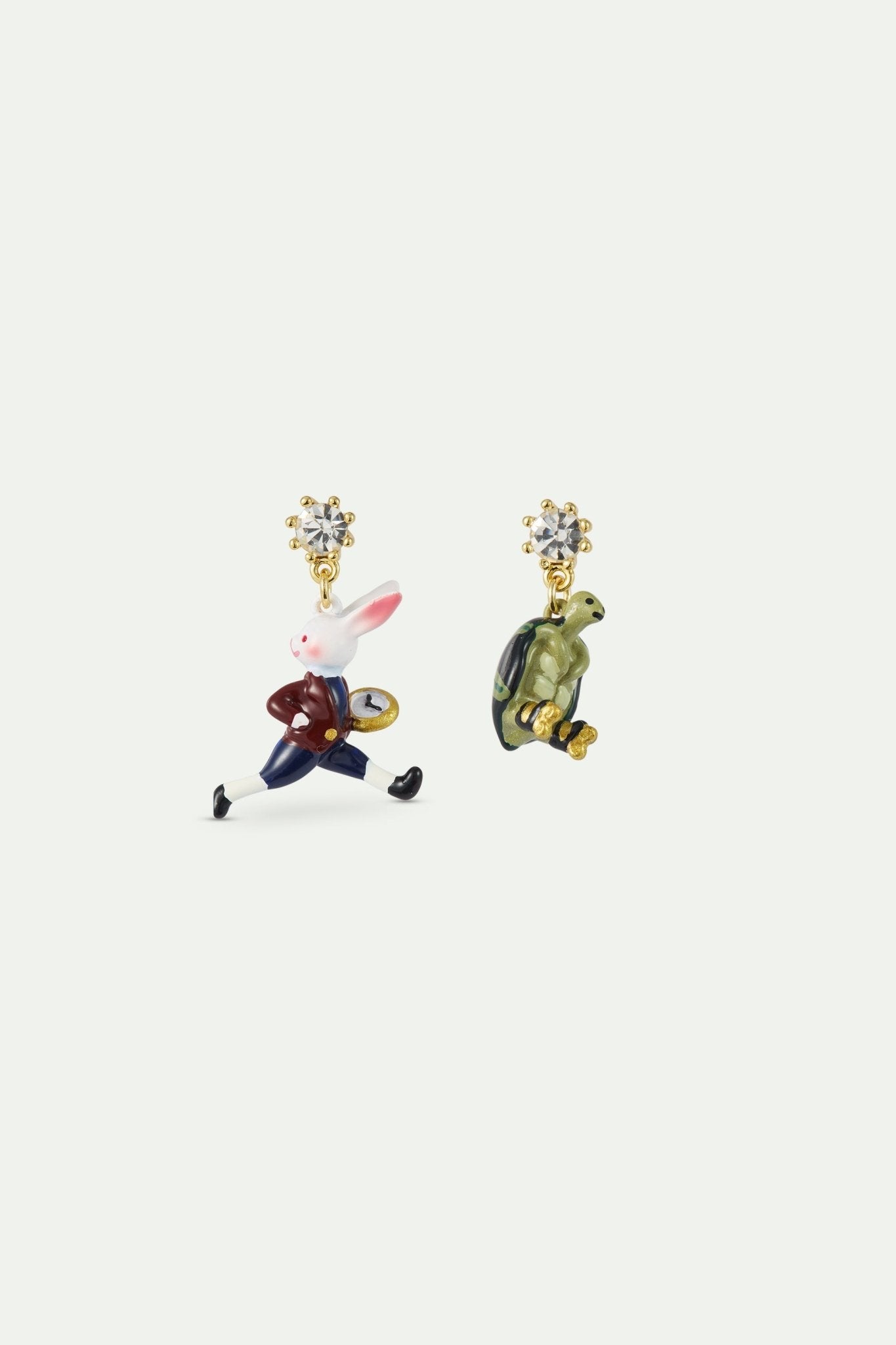 Asymmetrical Earrings The Hare And The Tortoise, Faceted Crystal | AXFB1041 - Les Nereides