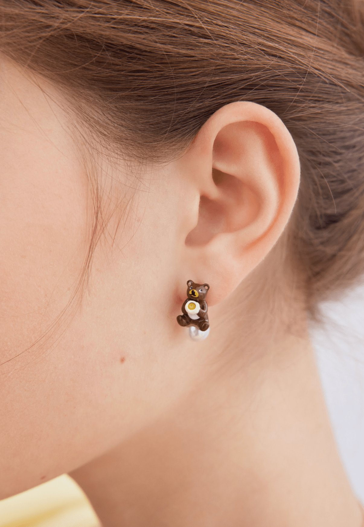 Asymmetrical Earrings With Goldilocks And Bear, Faceted Crystal | AXCN1021 - Les Nereides