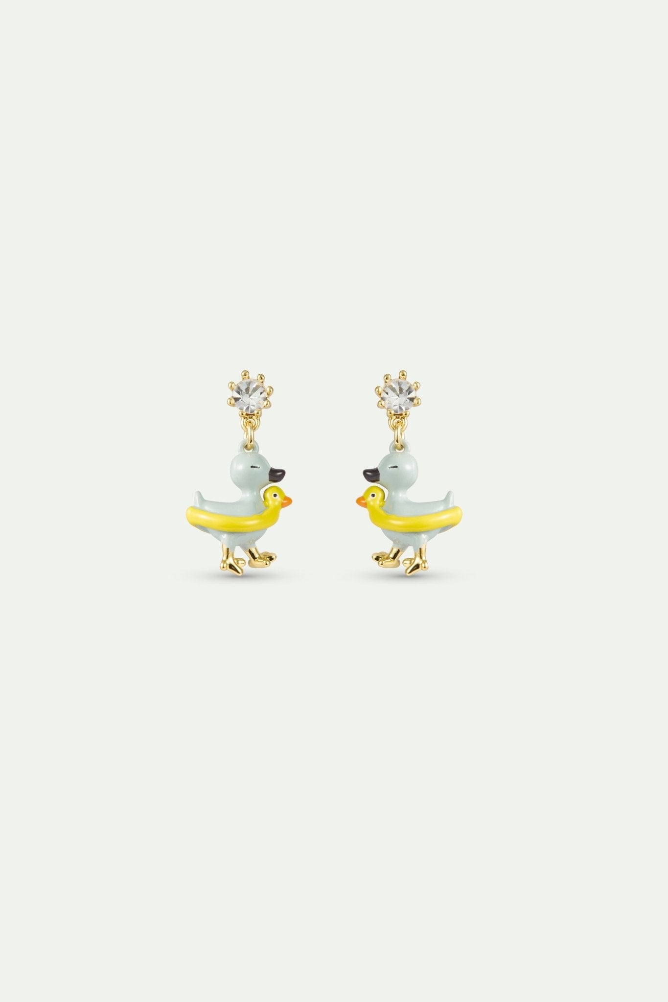 Asymmetrical Little Duck Earrings In Yellow And Blue, Faceted Crystal | AXFB1031 - Les Nereides