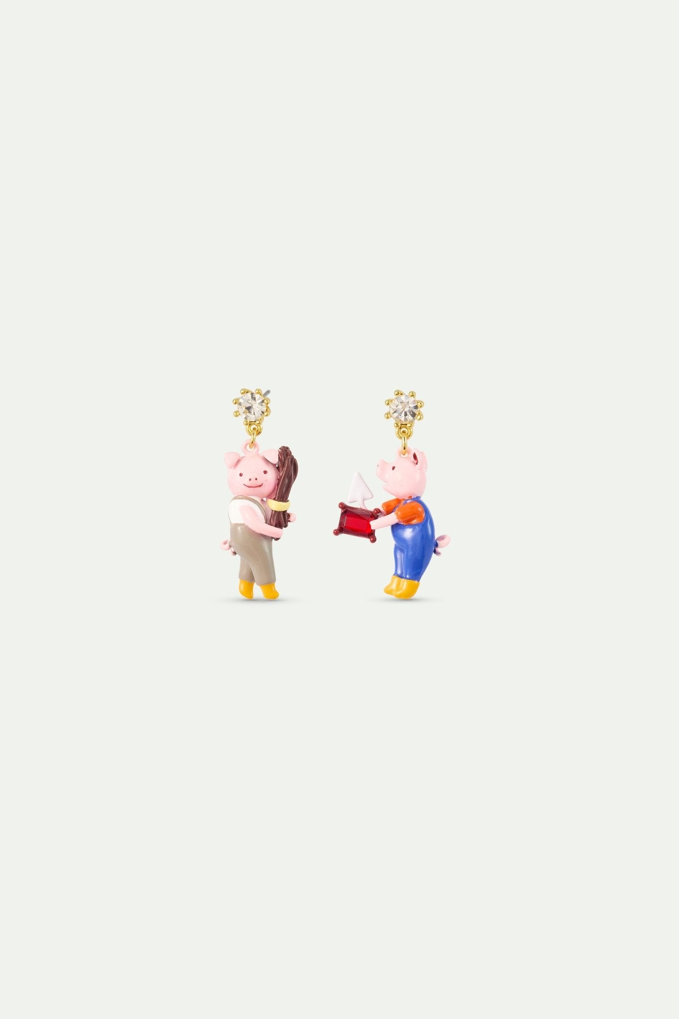 Asymmetrical Little Pigs Earrings, Faceted Crystal | AXCN1041 - Les Nereides