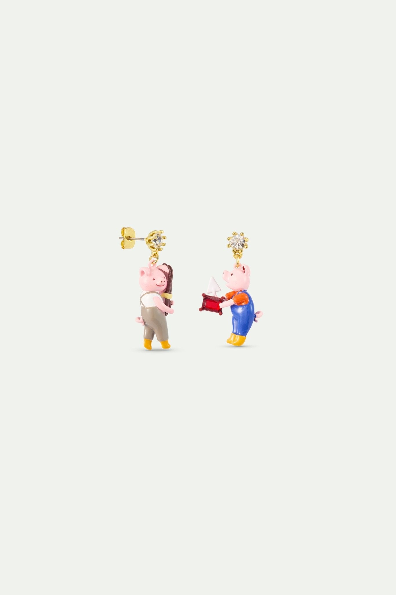 Asymmetrical Little Pigs Earrings, Faceted Crystal | AXCN1041 - Les Nereides