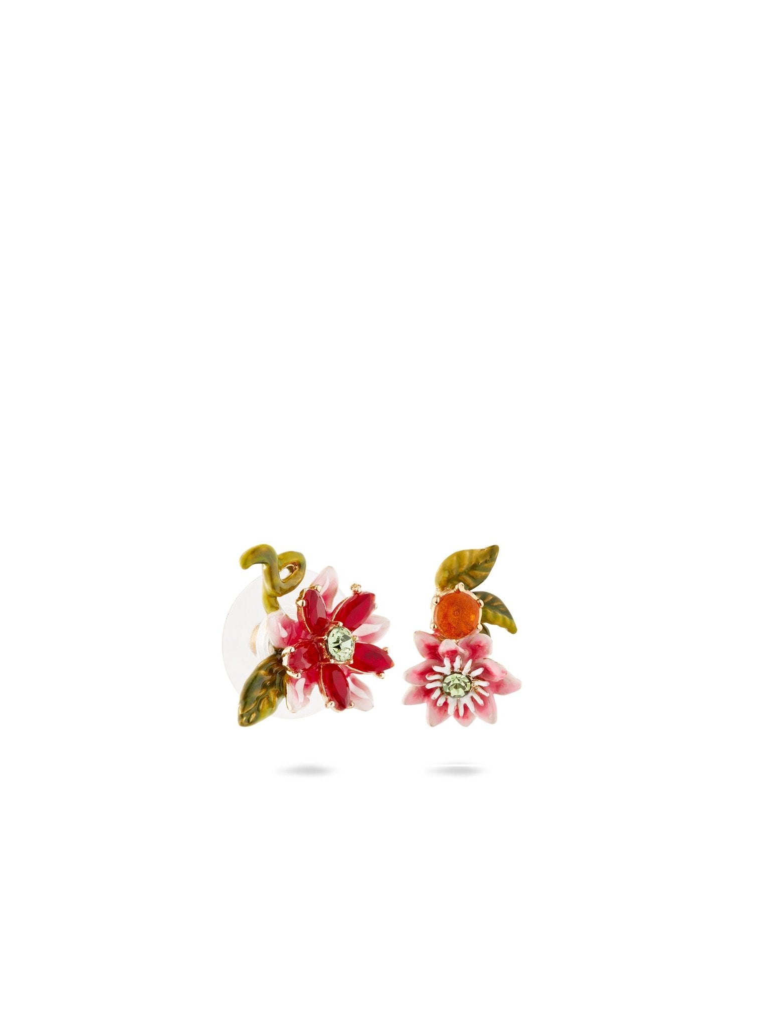 Asymmetrical Passion Flower Post Earrings | AUVI1021 - Les Nereides