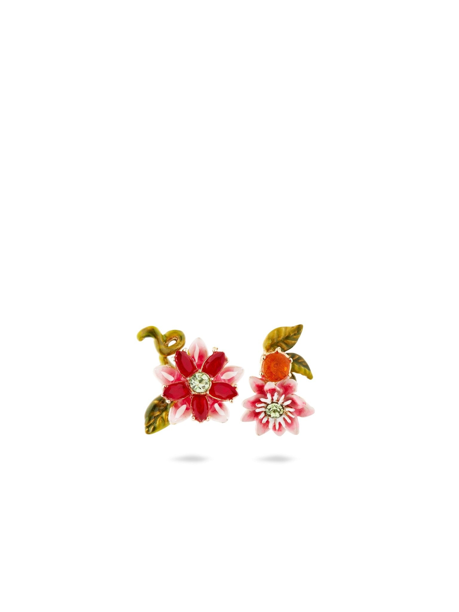Asymmetrical Passion Flower Post Earrings | AUVI1021 - Les Nereides