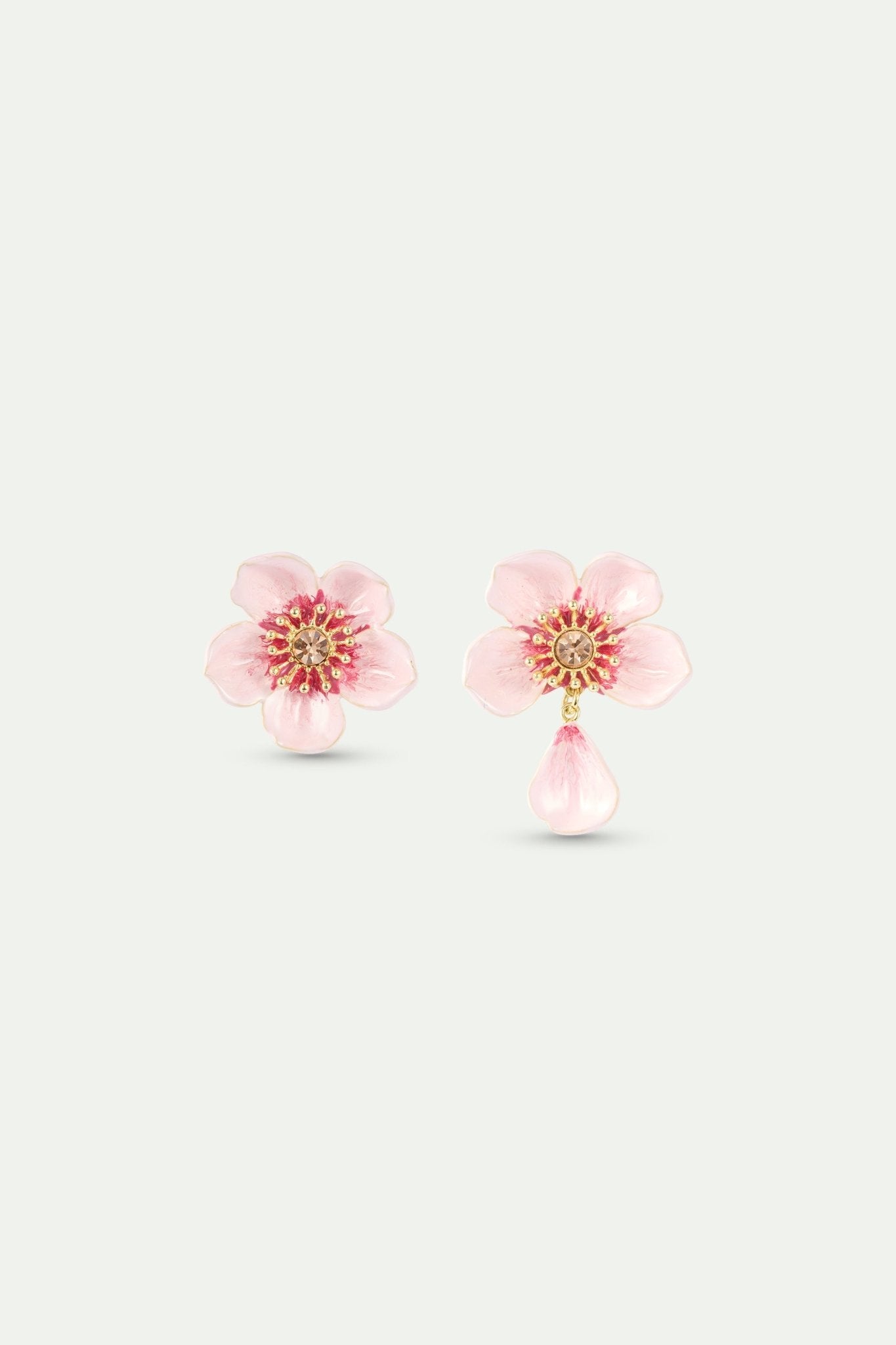 Asymmetrical Pink Cherry Blossom Earrings | AXHA1102 - Les Nereides