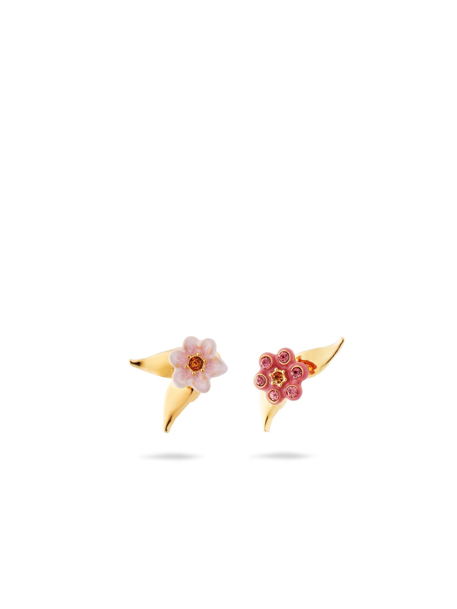 Asymmetrical Pink Jasmine Flower Earrings | AUSP1091 - Les Nereides