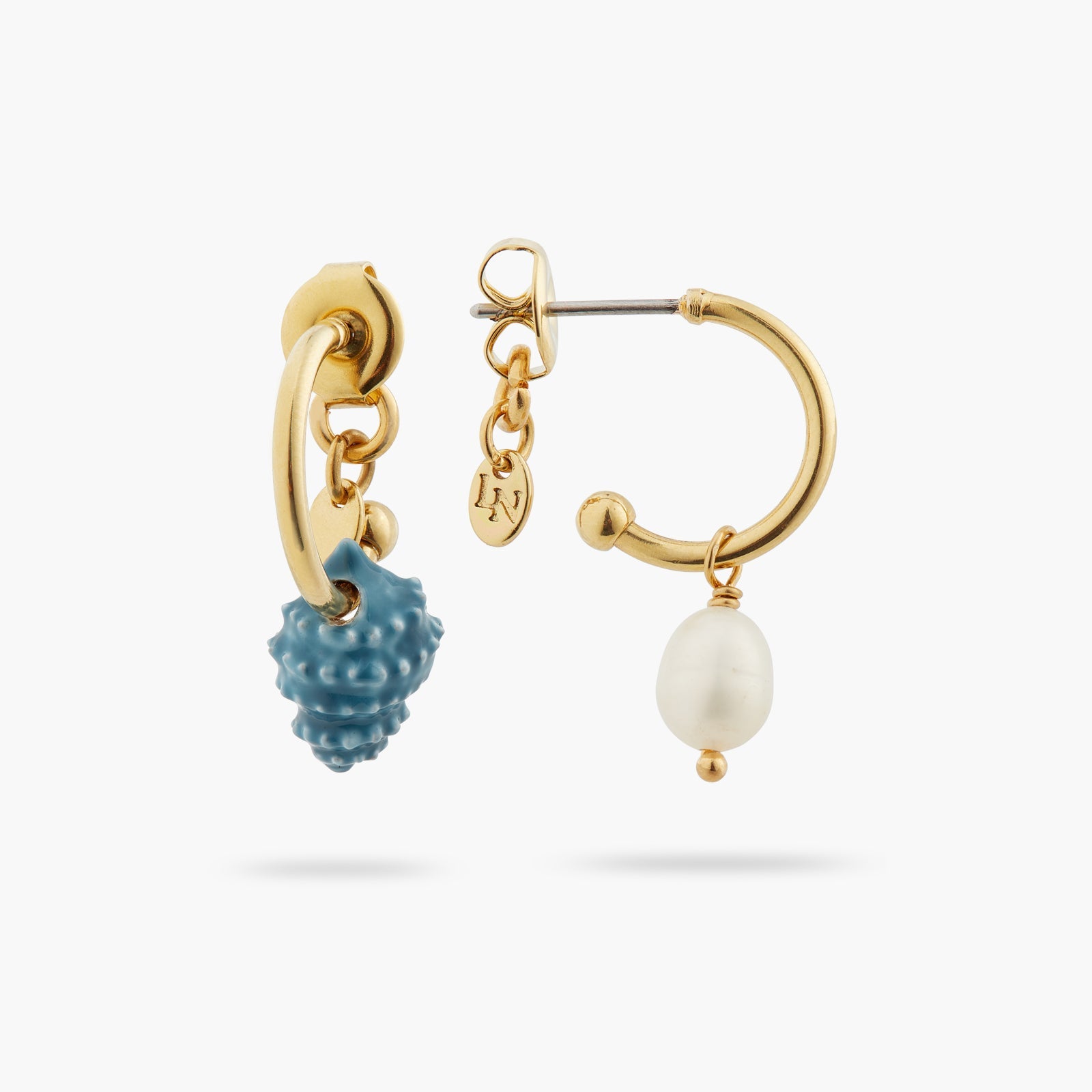 Asymmetrical Seashell And Mother Of Pearl Bead Earrings | ATPR1061 - Les Nereides