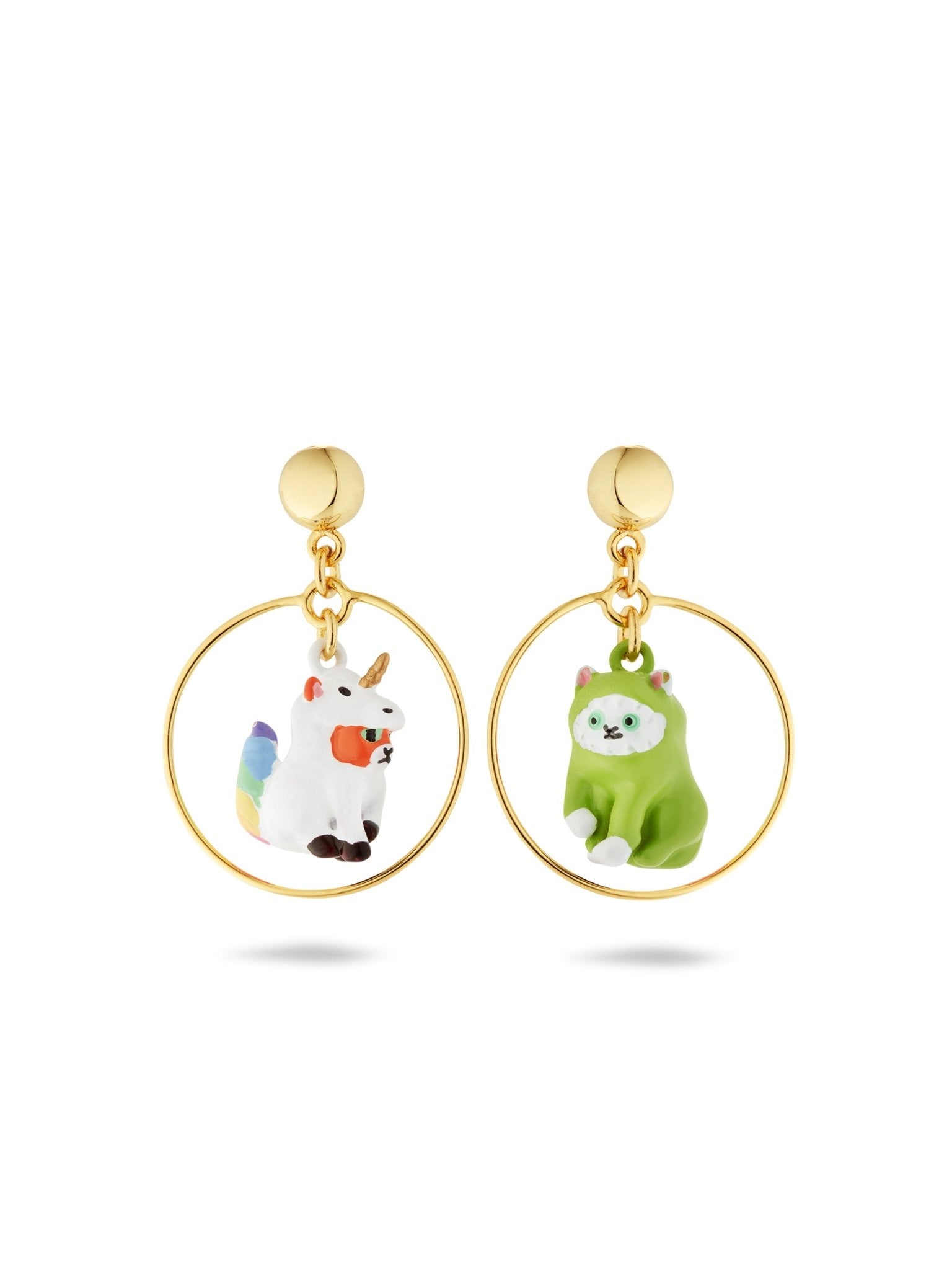 Asymmetrical Unicorn And Dinosaur Earrings | AUFC1011 - Les Nereides
