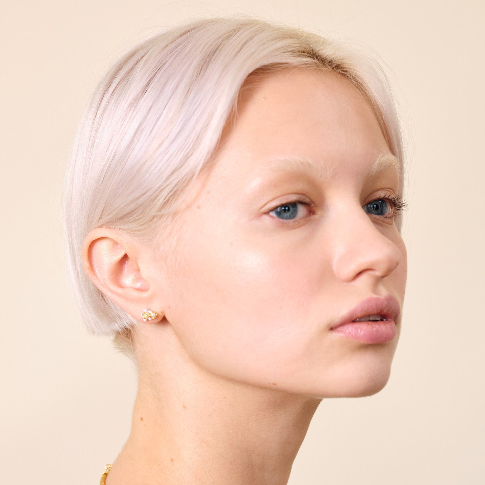 Asymmetrical Wild Strawberry And Pink Flower Earrings | ATBG1061 - Les Nereides