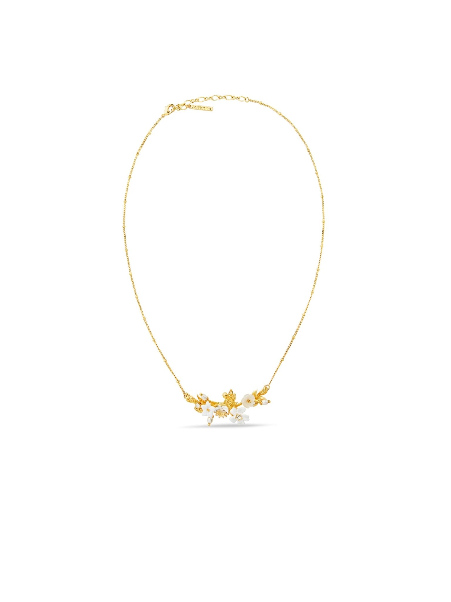 AUME306/1 White Jasmine, Faceted Crystal And Crystal Pearl Bead Statement Necklace | AUME3061 - Les Nereides