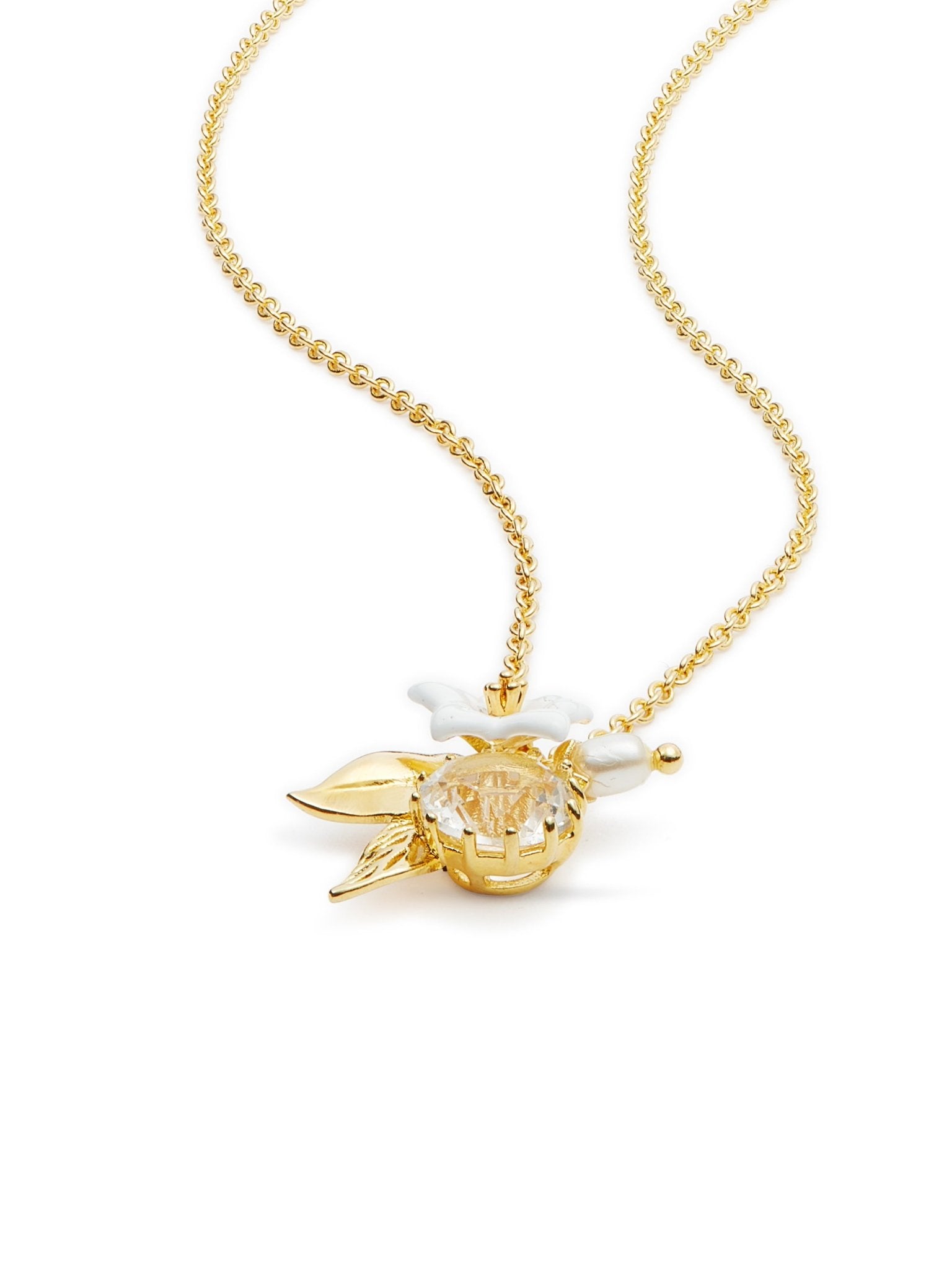AUME307/1 White Jasmine Crystal Pearl Necklace - Les Nereides