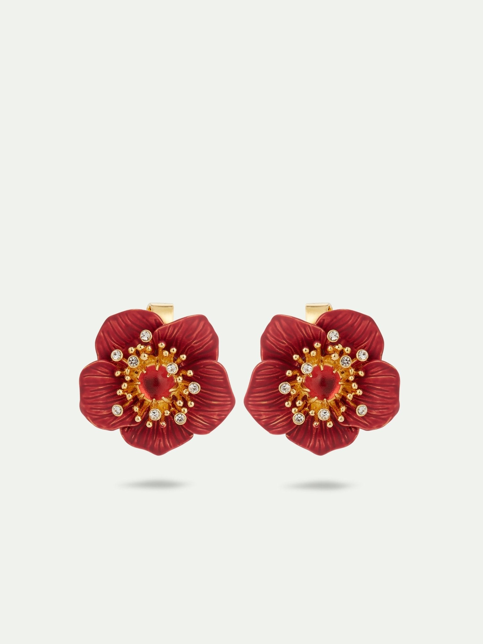 AUVH106T/1 Red Hellebore Christmas Flower Earrings - Les Nereides