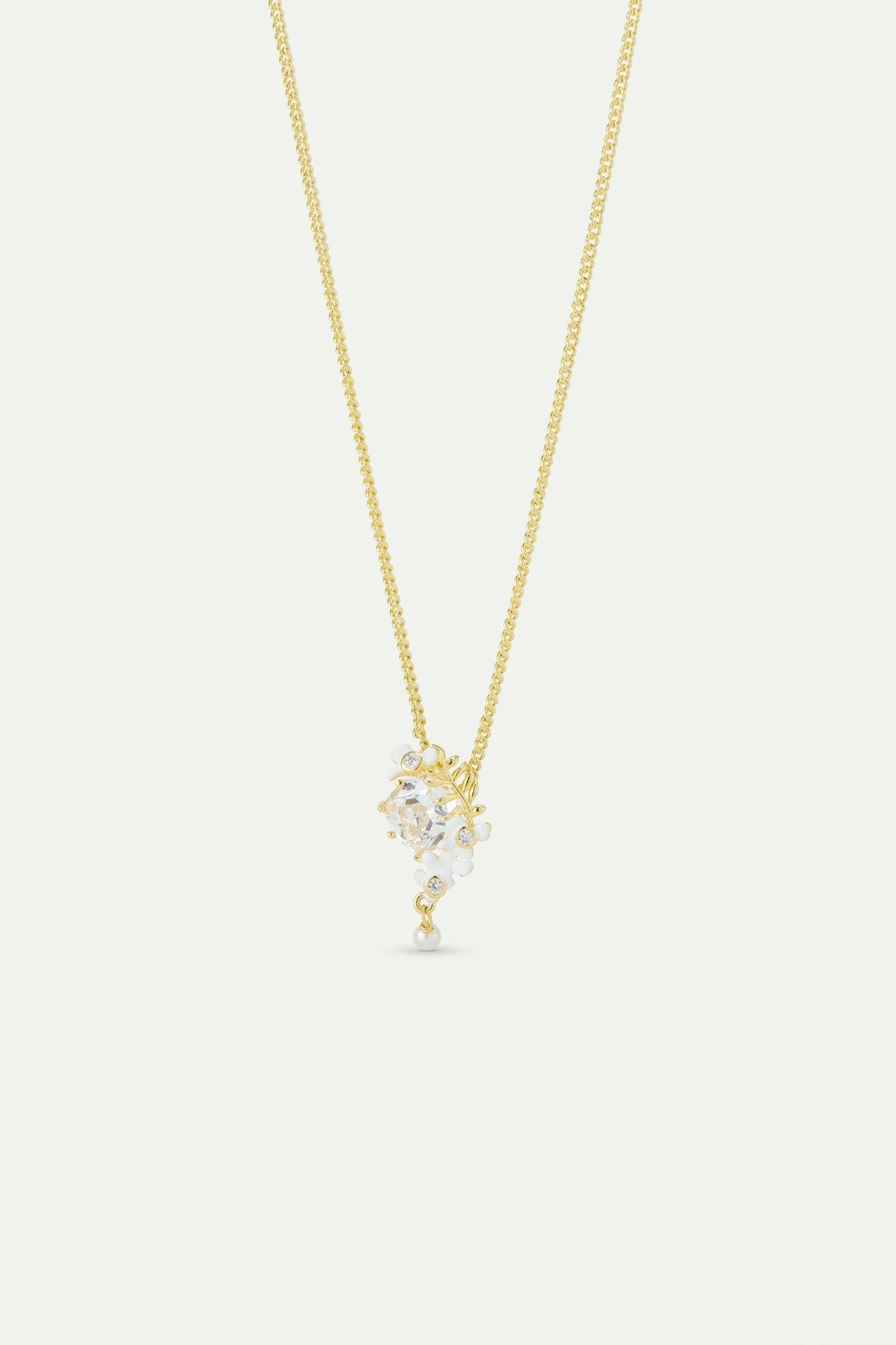 AWNF3041 Faceted Stone, Laurel, White Wisteria And Cultured Pearl Necklace | AWNF3041 - Les Nereides