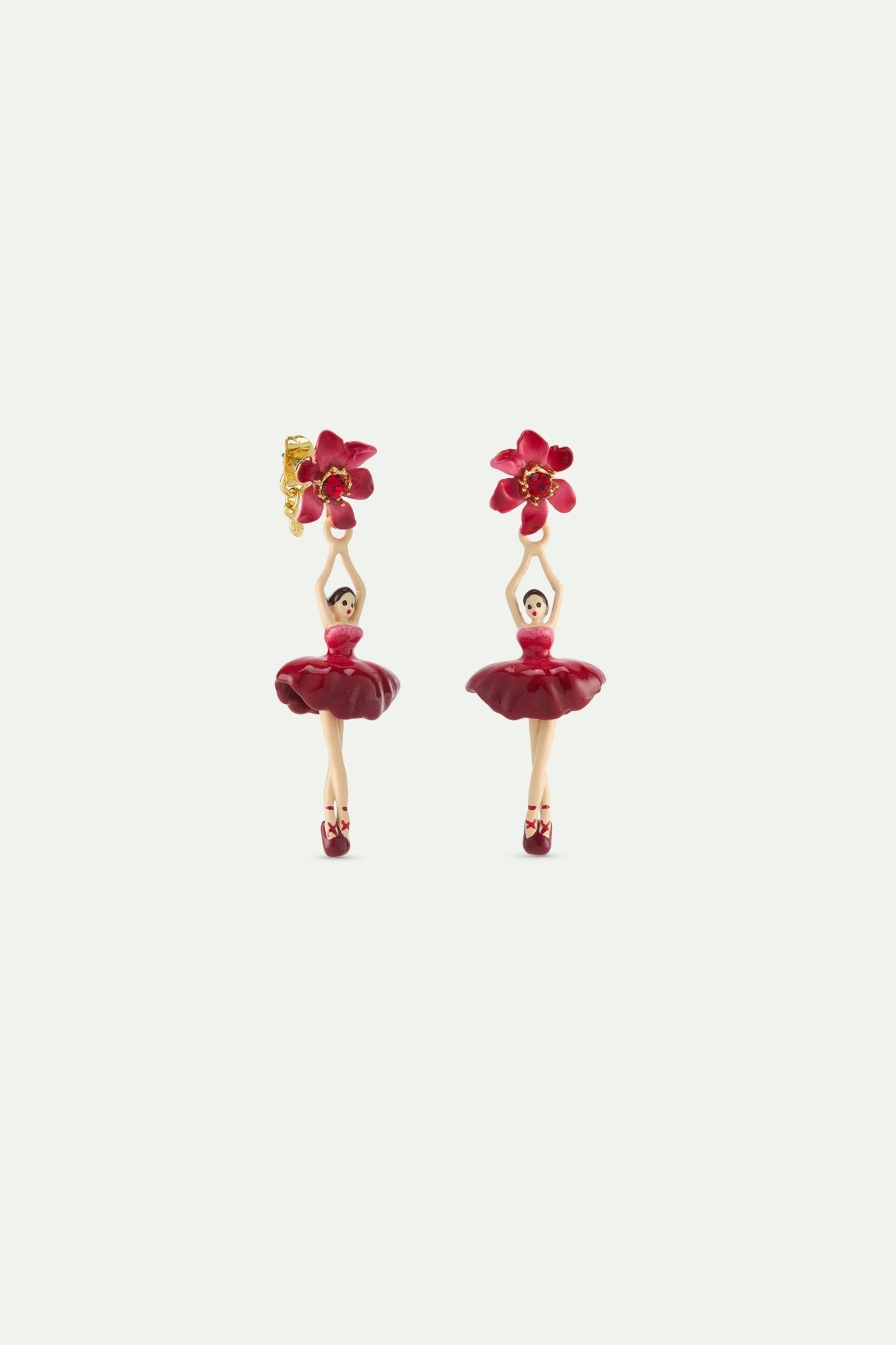 Ballerina and pink clematis earrings | AWDD1151 - Les Nereides