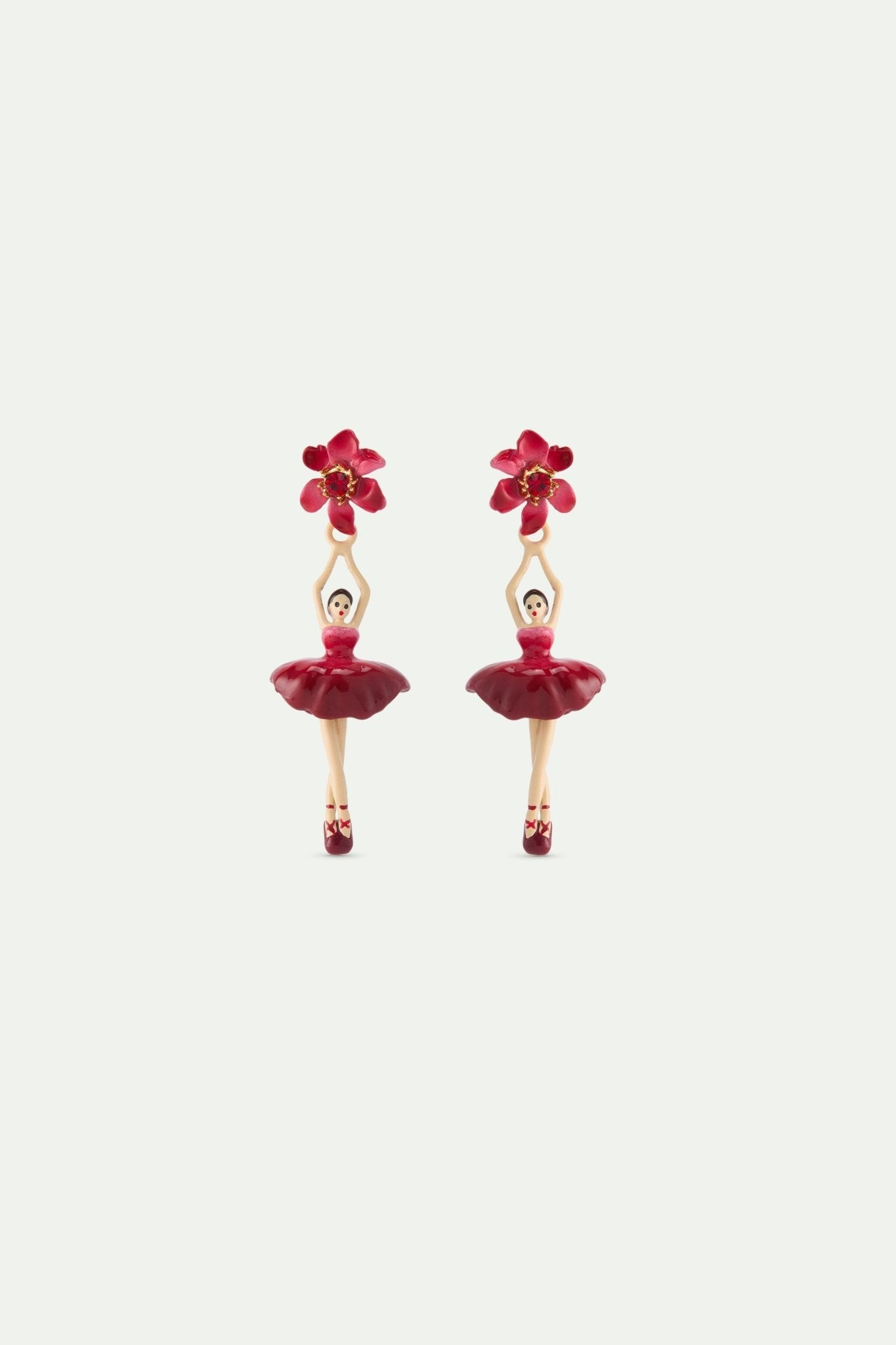 Ballerina and pink clematis earrings | AWDD1151 - Les Nereides