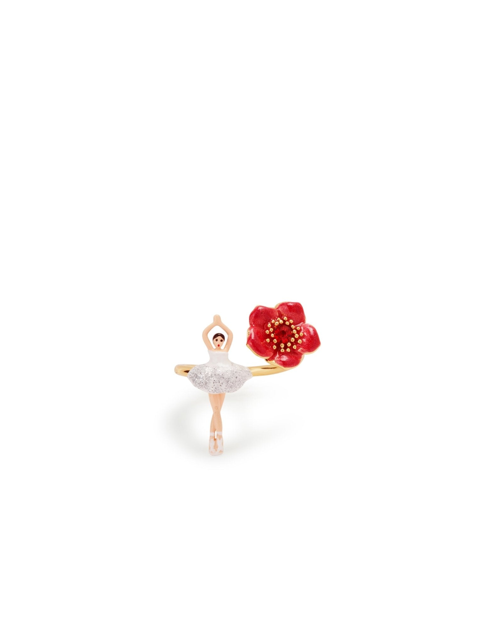 Ballerina And Red Flower Adjustable Ring | AUMDD6011 - Les Nereides