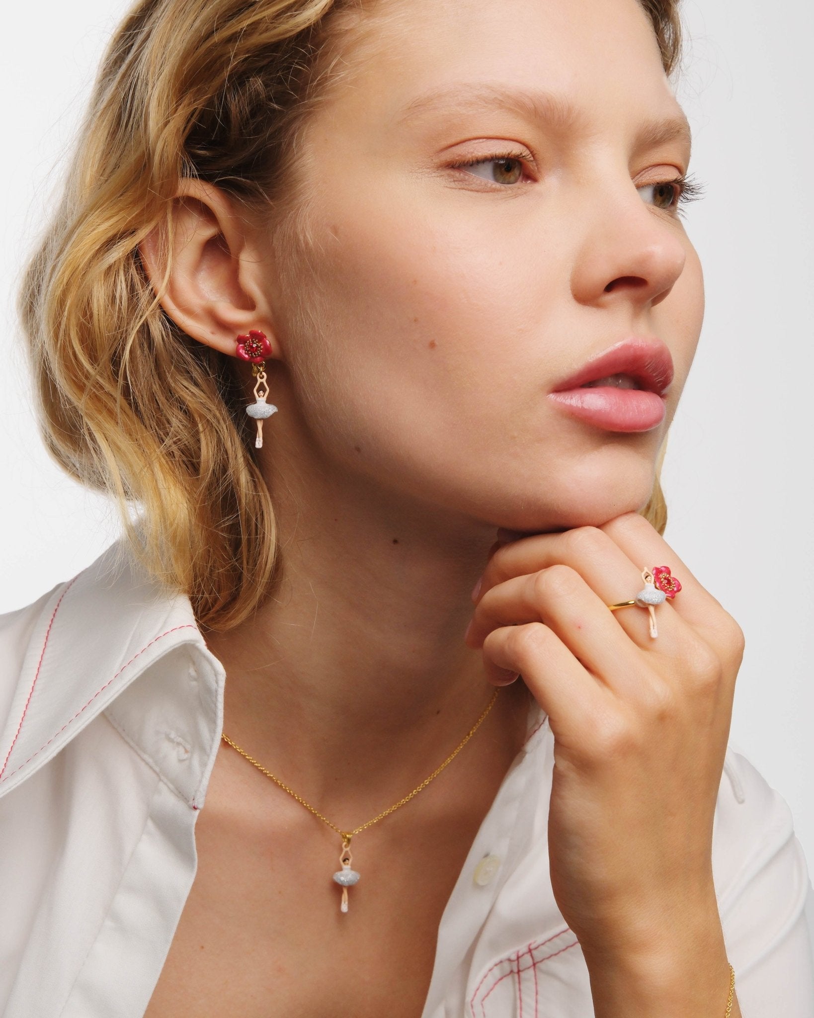 Ballerina And Red Flower Earrings | AUMDD1011 - Les Nereides