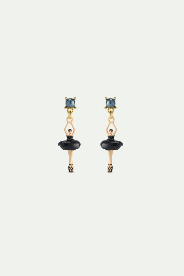 Ballerina Black Tutu And Cultured Pearl Earrings | AWMDD1011 - Les Nereides