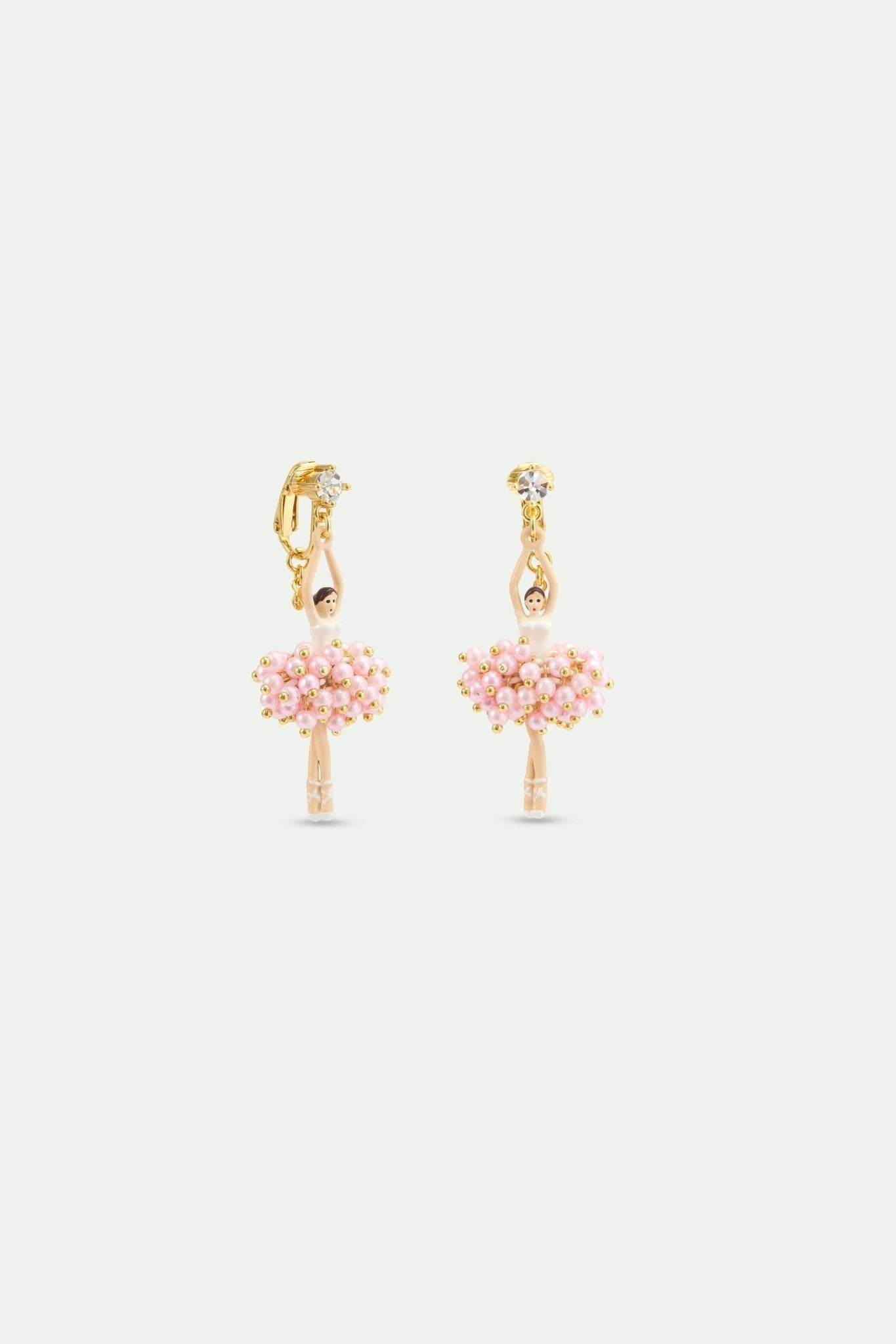 Ballerina Earrings With Pink Beads And White Crystal | AYDD1151 - Les Nereides