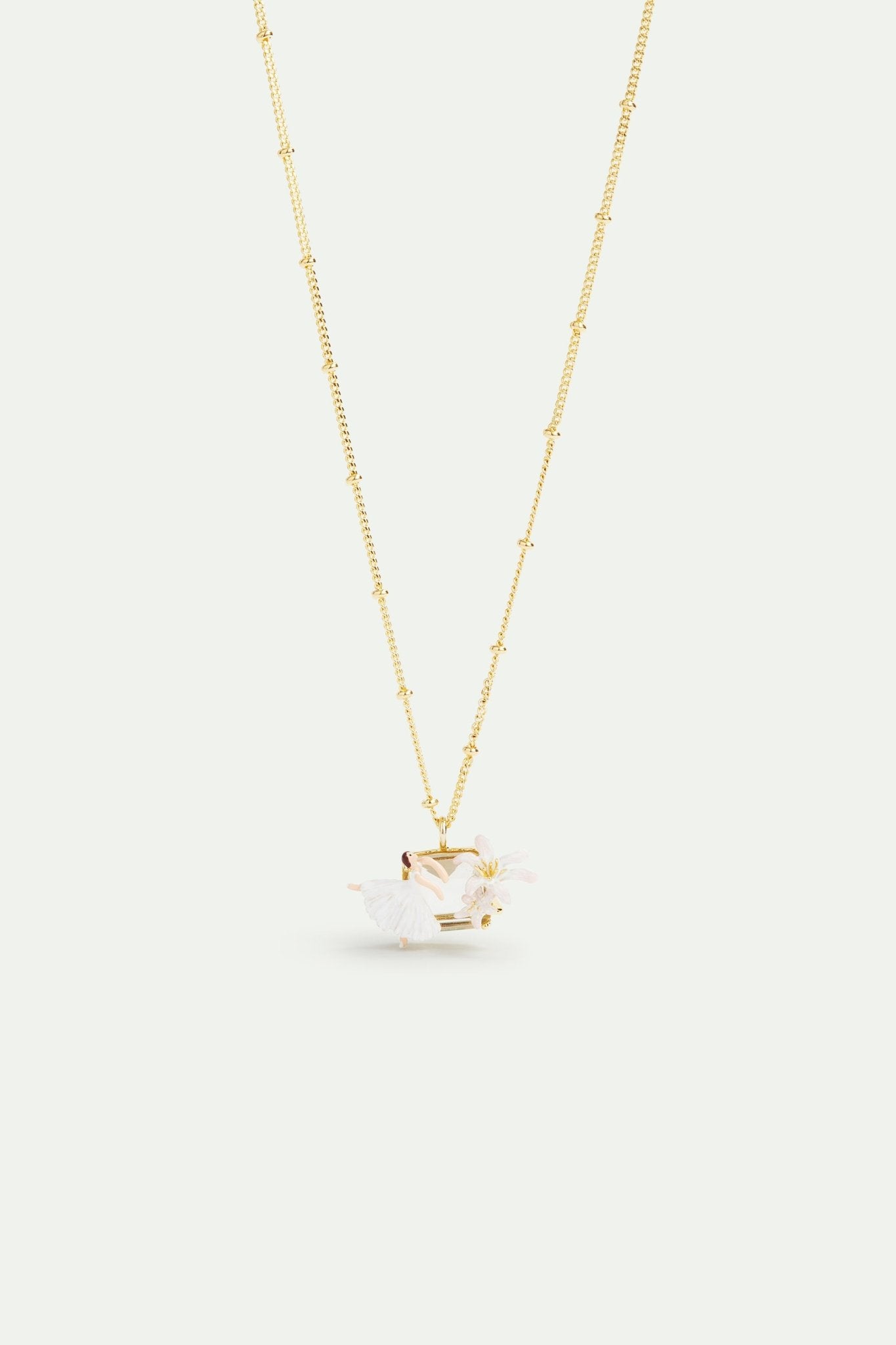 Ballerina, lily flower and faceted stone pendant necklace | AVOP3011 - Les Nereides