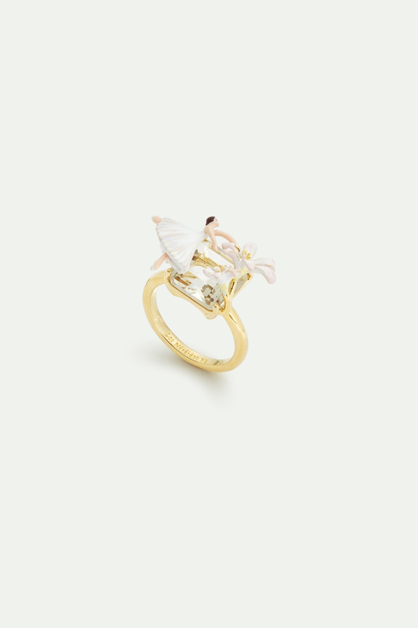 Ballerina, lily flower and faceted stone ring | AVOP6011 - Les Nereides