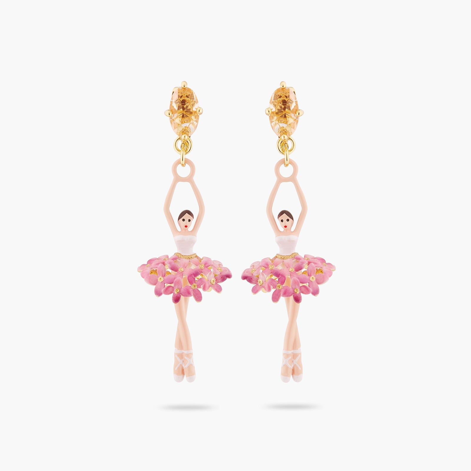 Ballerina, Stone And Enamelled Flower Bouquet Earrings | ATDD1151 - Les Nereides