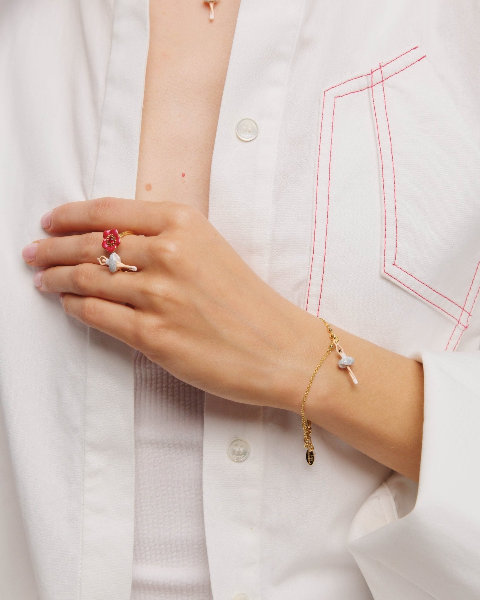 Ballerina Wearing A White Tutu With Silver Glitter Fine Bracelet | AUMDD2011 - Les Nereides