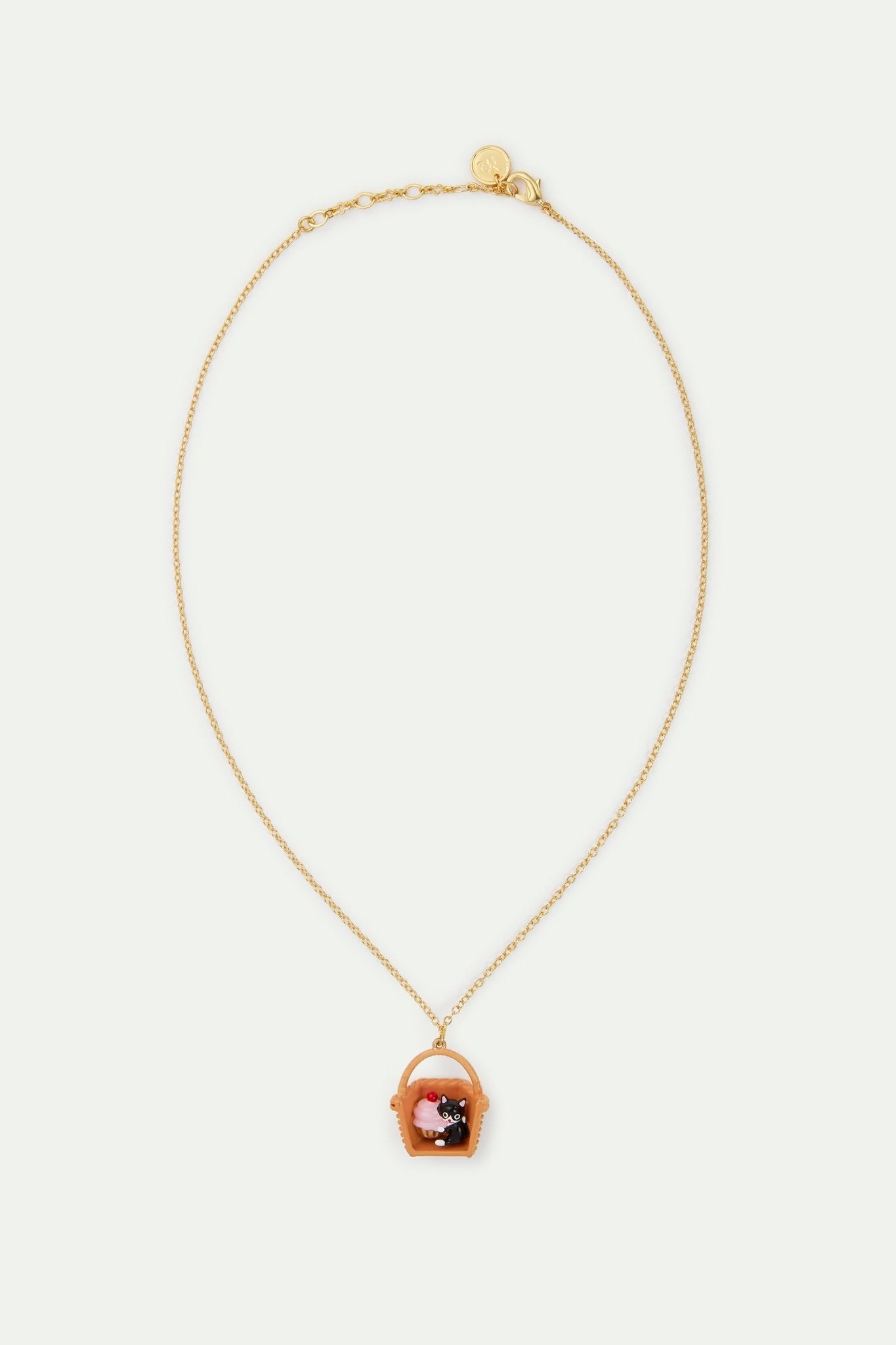 Basket, black cat and pastry pendant necklace | AVHP3011 - Les Nereides