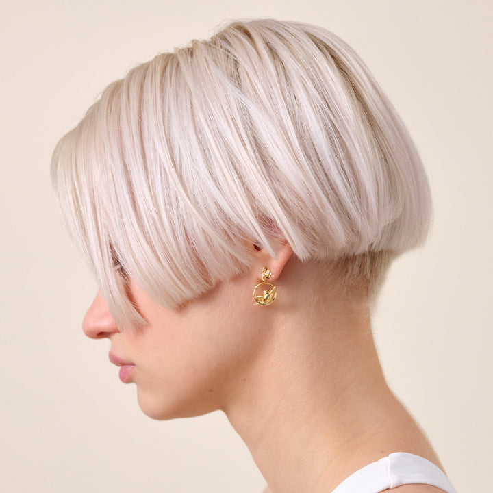 Bird, Flower And Crystal Dangling Earrings | ATNF1041 - Les Nereides