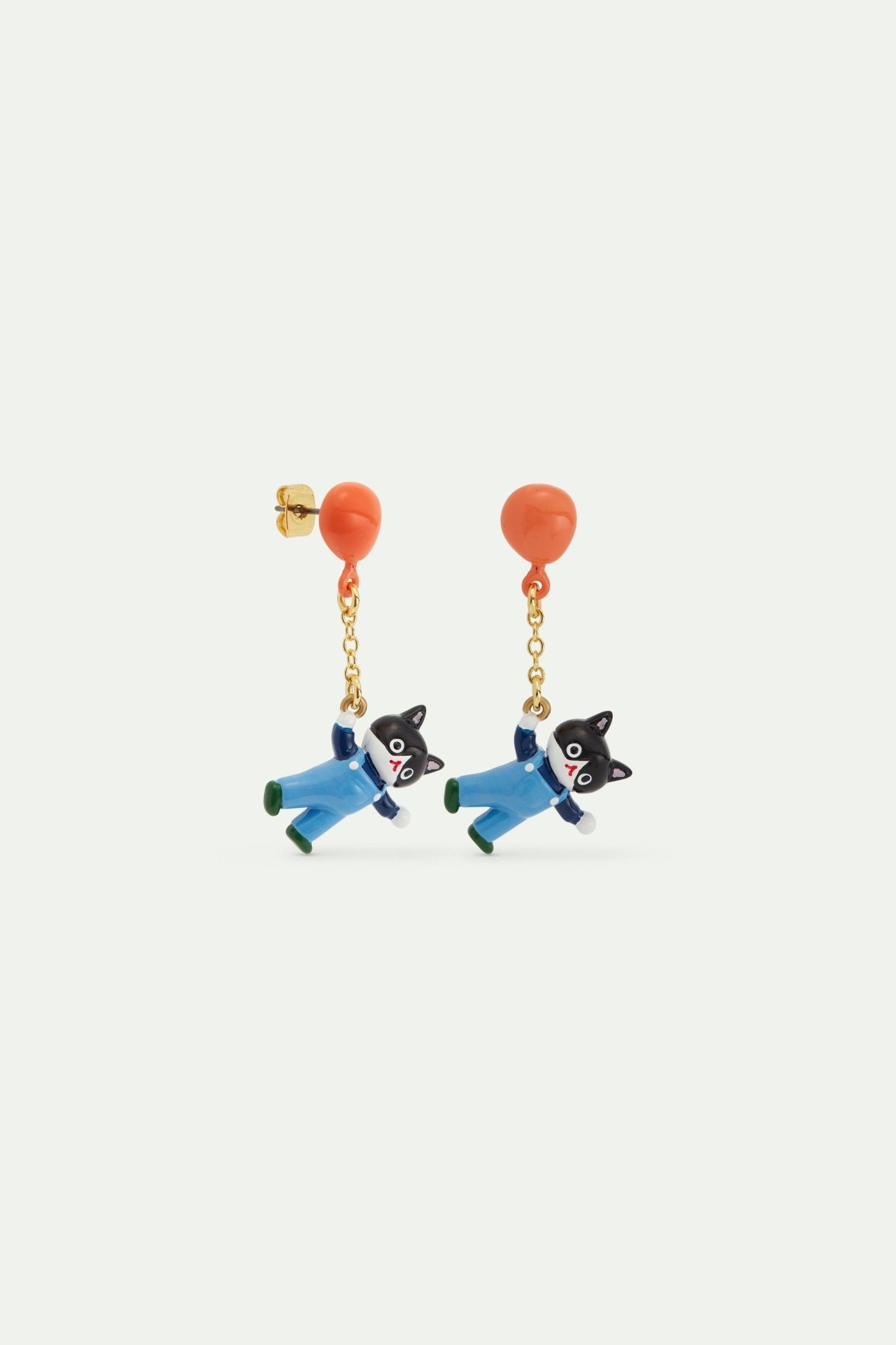 Black cat and balloon dangle earrings | AVHP1101 - Les Nereides