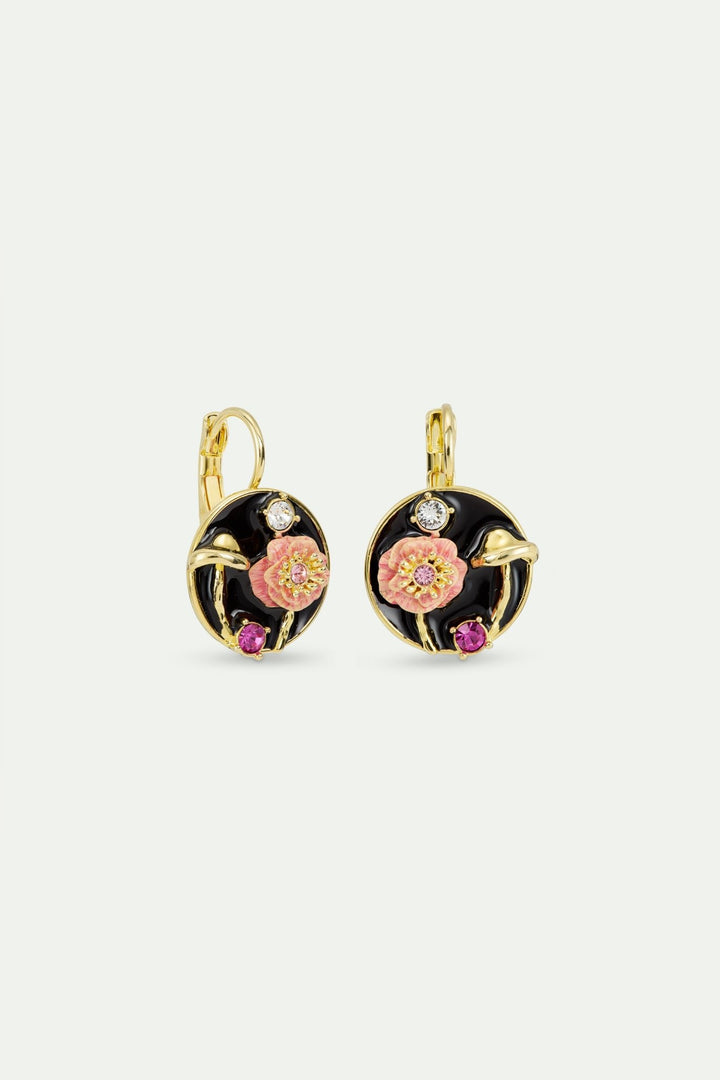 Black Medallion Earrings With Mushroom, Anemone & Crystals | AWBB1081 - Les Nereides