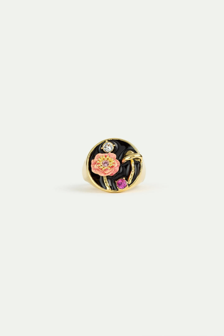Black Mushroom & Anemone Signet Ring | AWBB6061 - Les Nereides