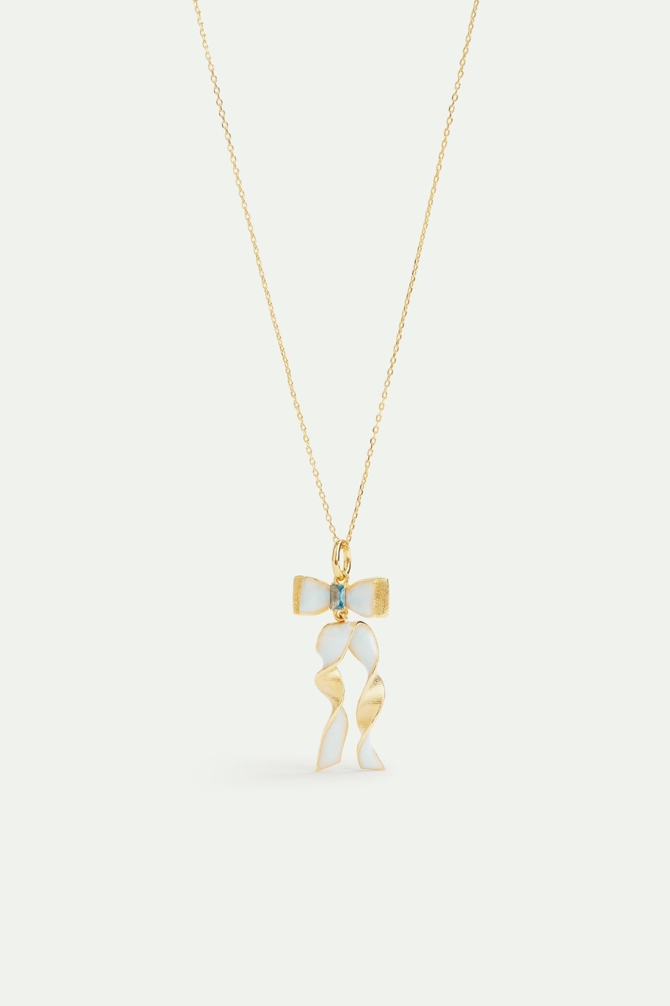 Blue And Gold Ribbon With Blue Cut Stone Necklace | AVTH3011 - Les Nereides