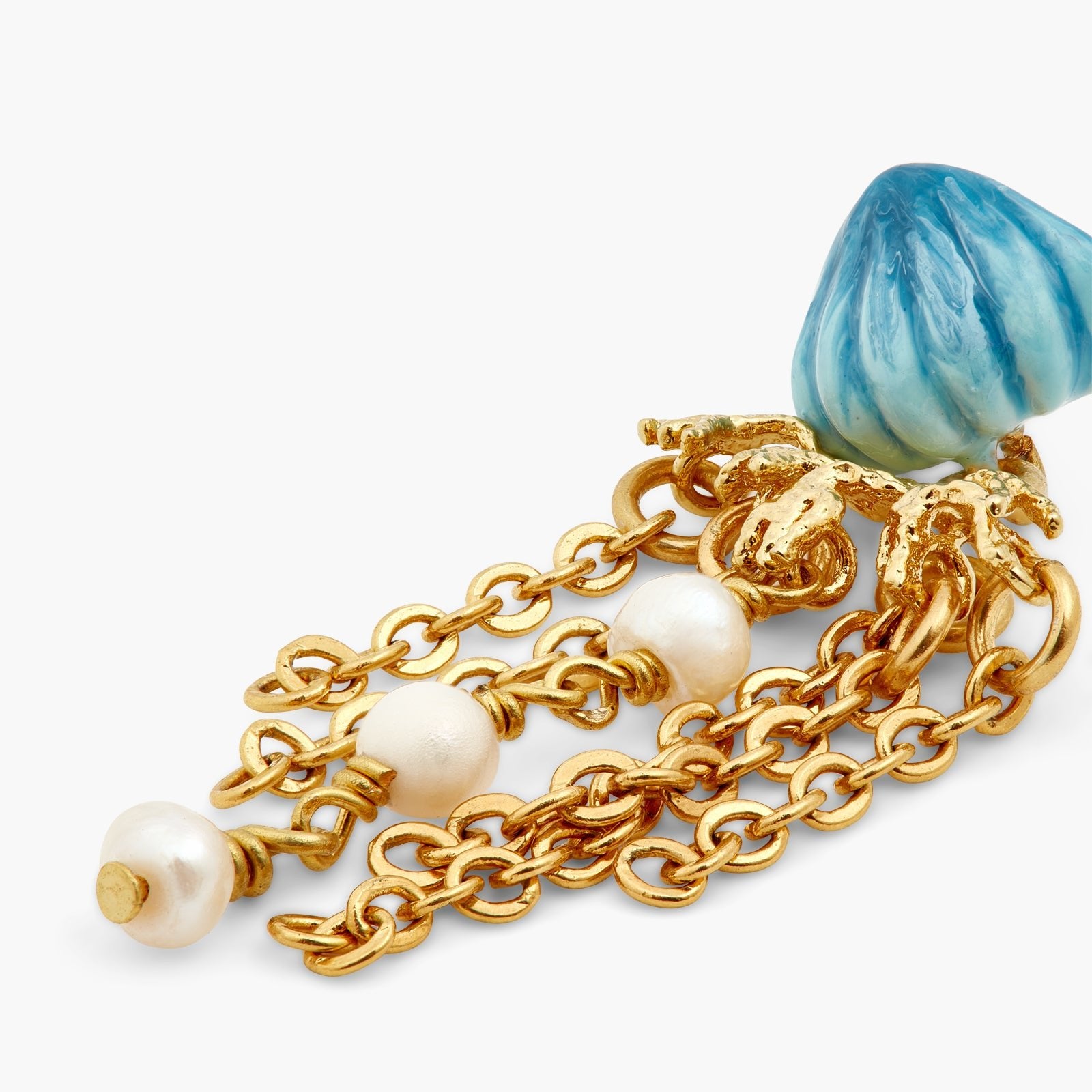 Blue And Golden Jellyfish Dangling Earrings | ATPR1031 - Les Nereides