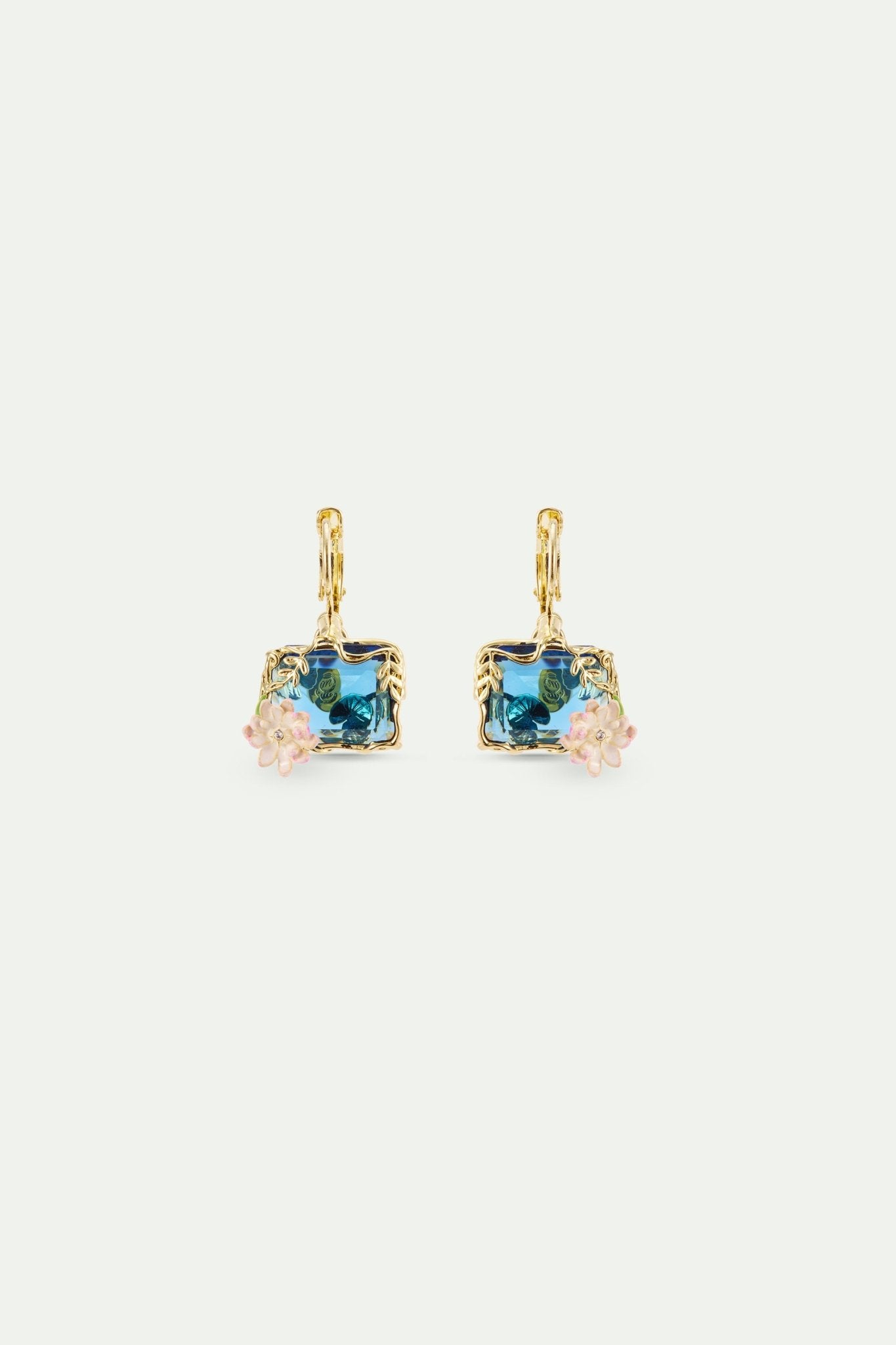 Blue And Pink Water Lily Pond Earrings | AXON1021 - Les Nereides