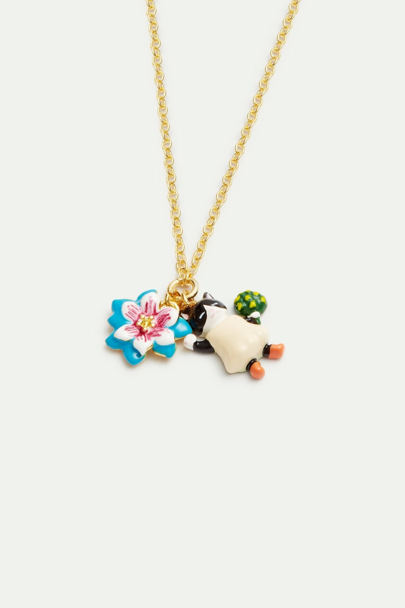 Blue flower and black kitten fine bracelet | AVHP2021 - Les Nereides