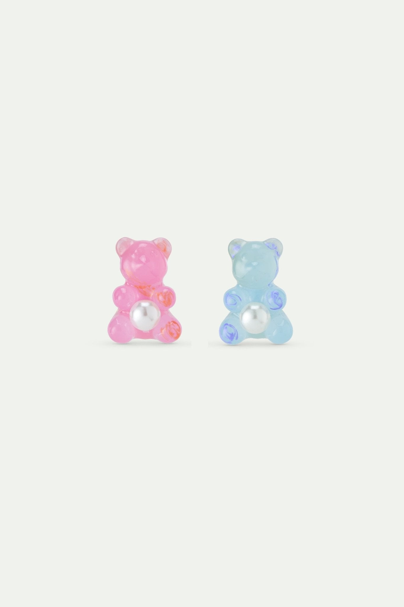 Blue Teddy Bear Sweet, Rose And White Imitation Pearl Earrings | AWMC1061 - Les Nereides