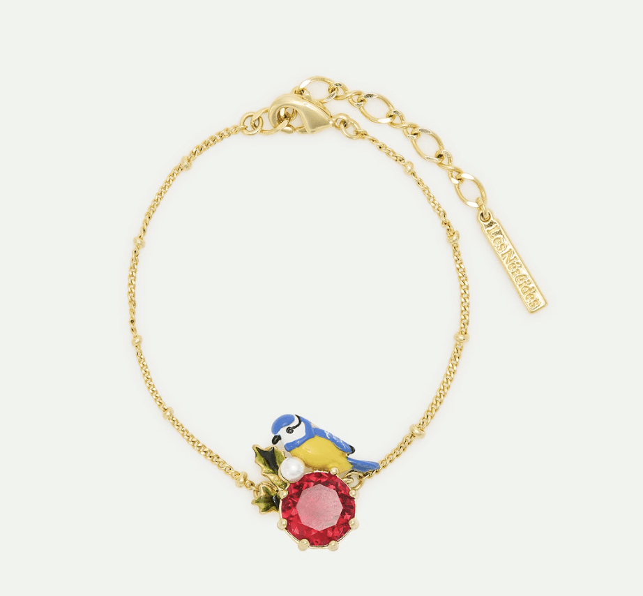 Blue Titmouse And Round Red Stone Fine Bracelet | AXAM2021 - Les Nereides