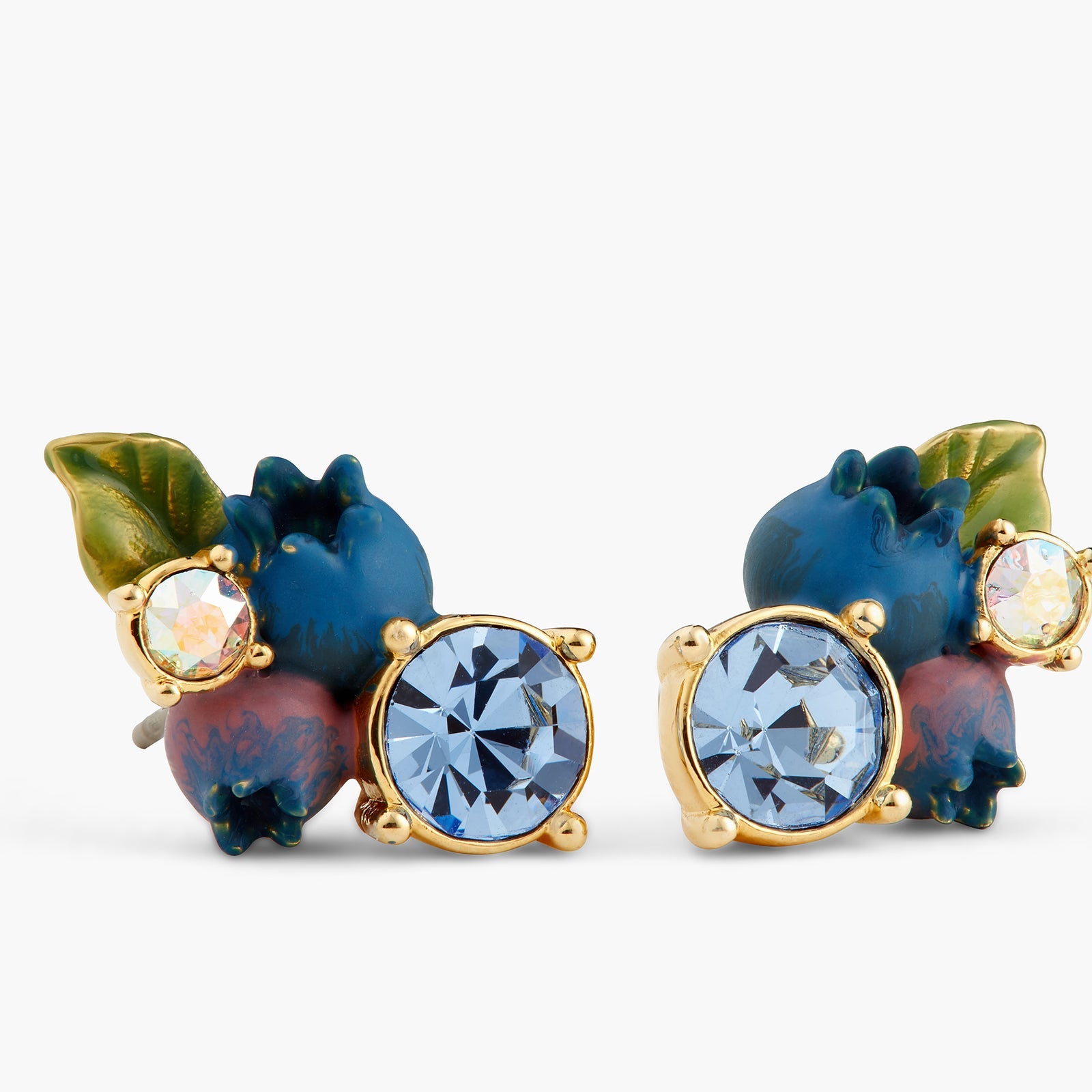 Blueberry And Round Cut Stone Earrings | ATBG1081 - Les Nereides